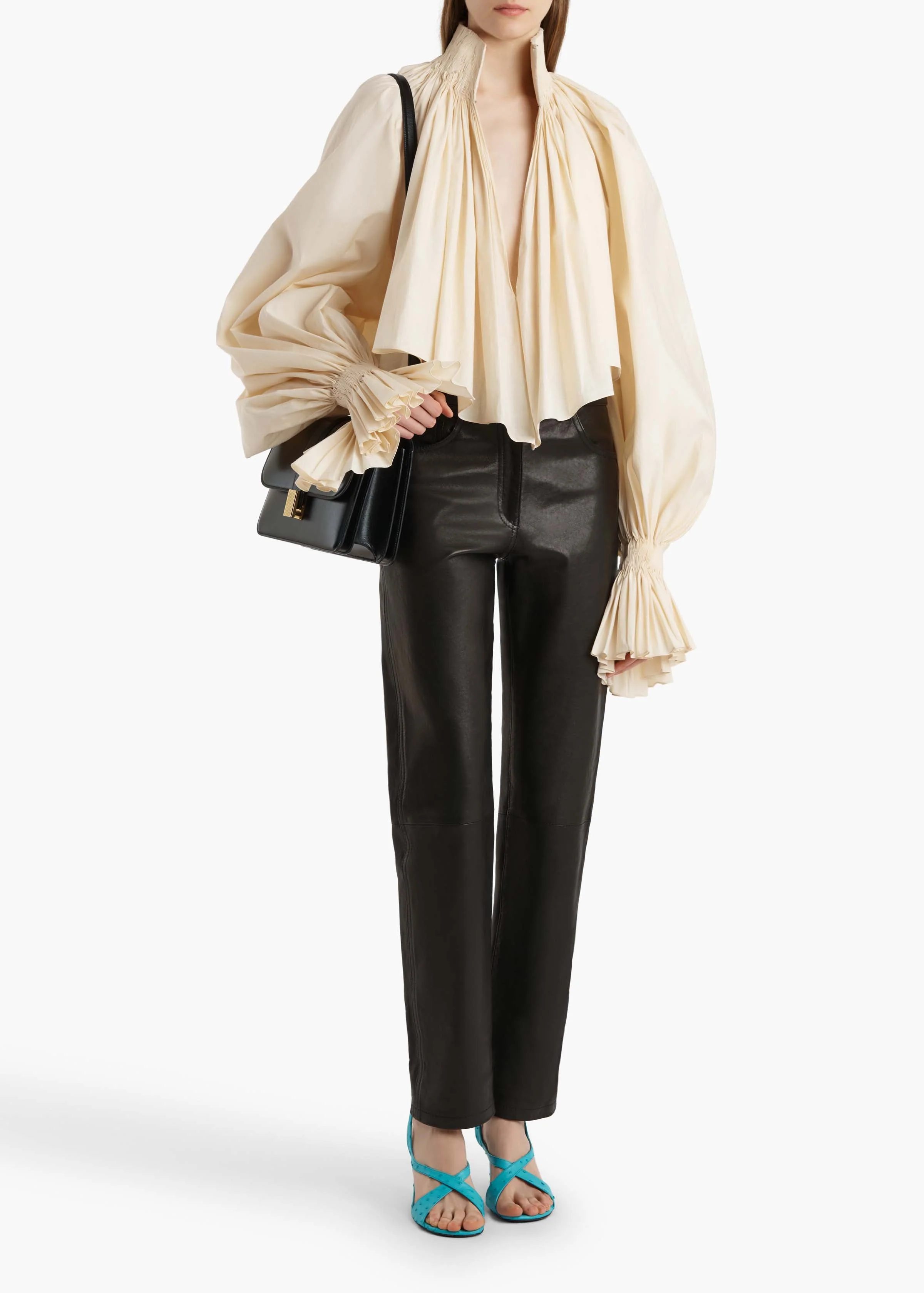Khaite - Callum Pant in Black Textured Lamb - Image 2
