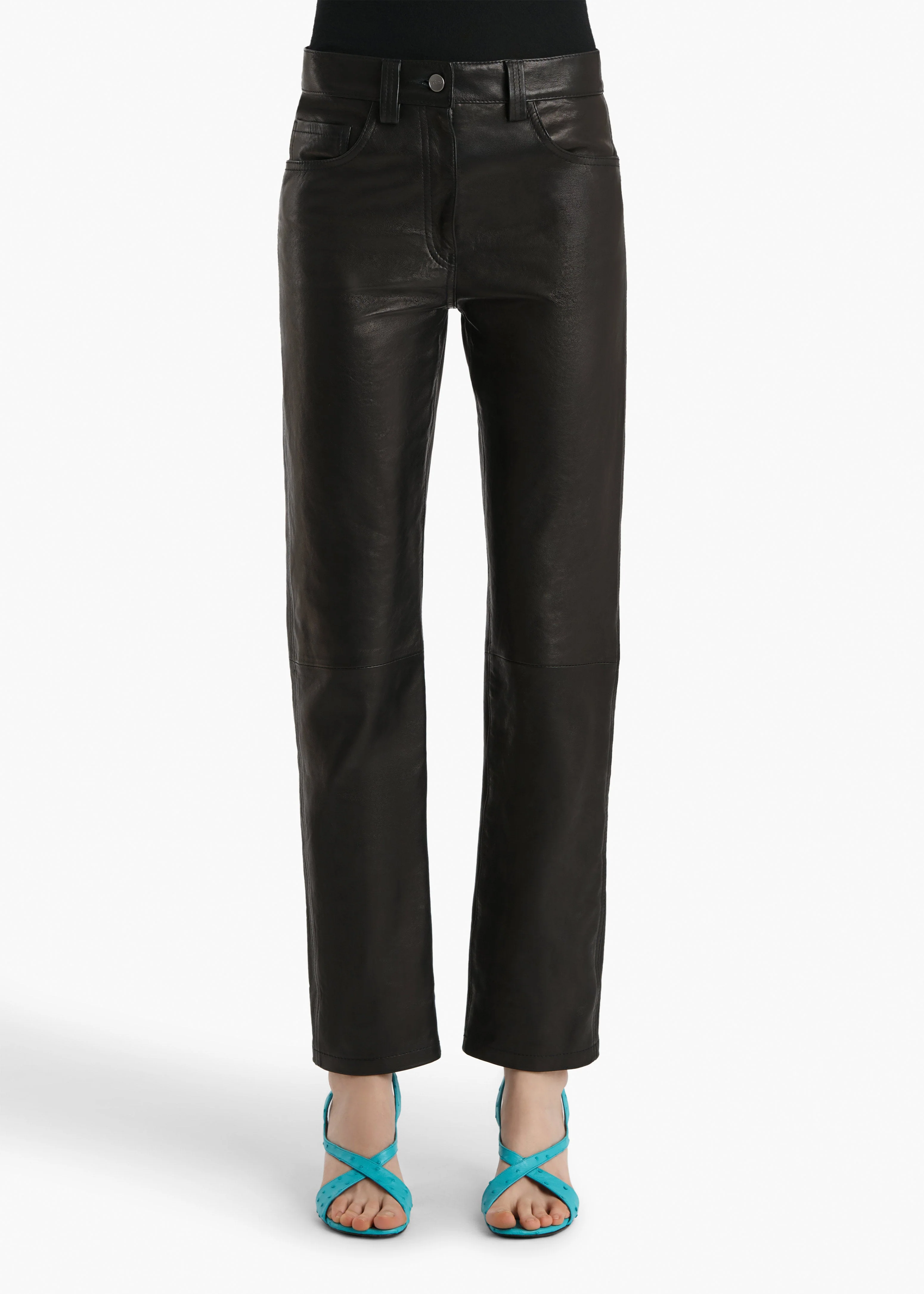 Khaite - Callum Pant in Black Textured Lamb - Image 3