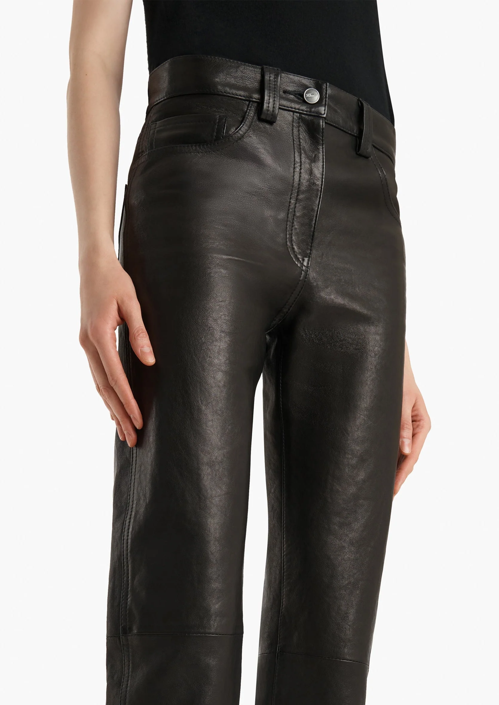 Khaite - Callum Pant in Black Textured Lamb - Image 5