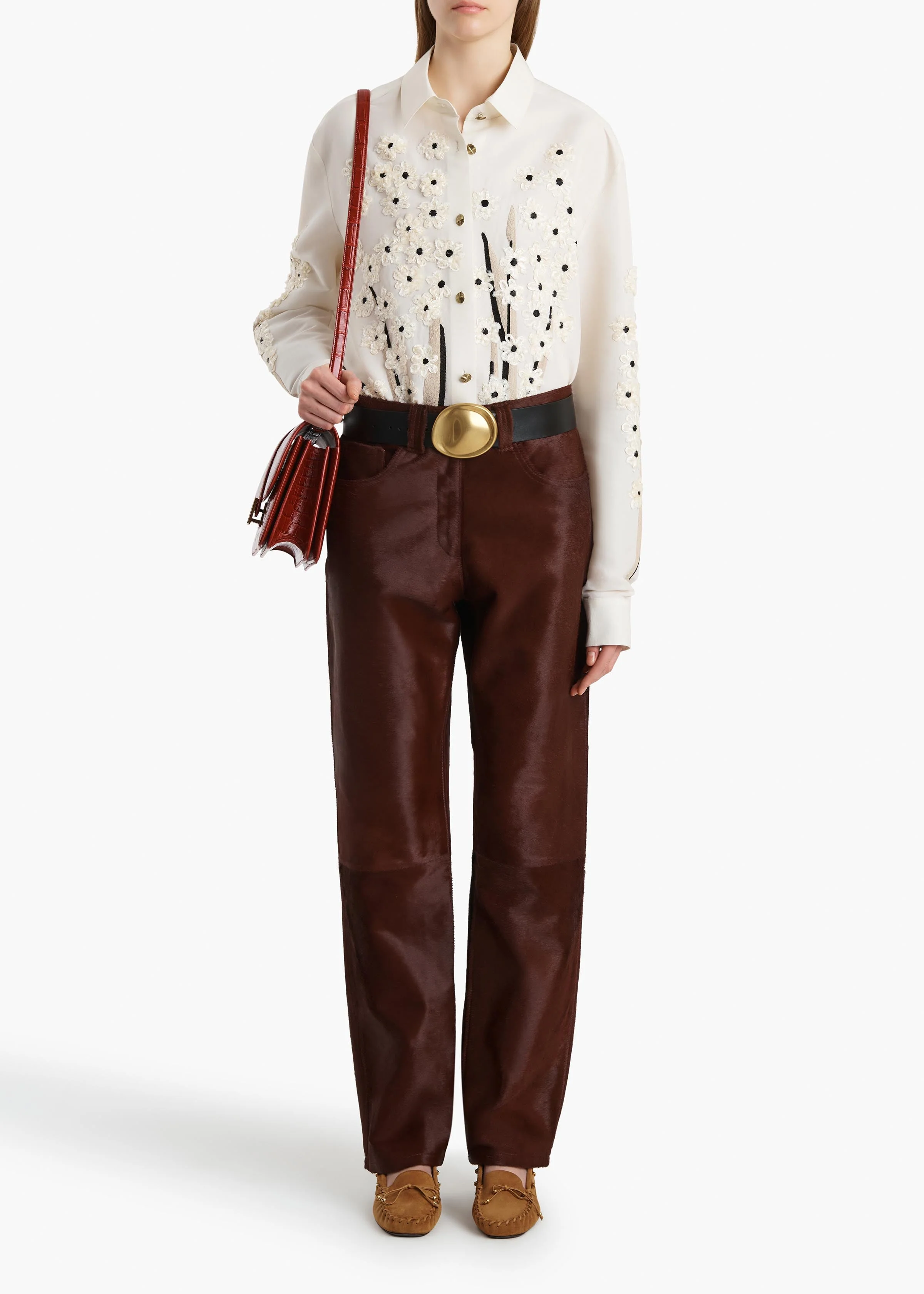 Khaite - Callum Pant in Bordeaux Haircalf - Image 2
