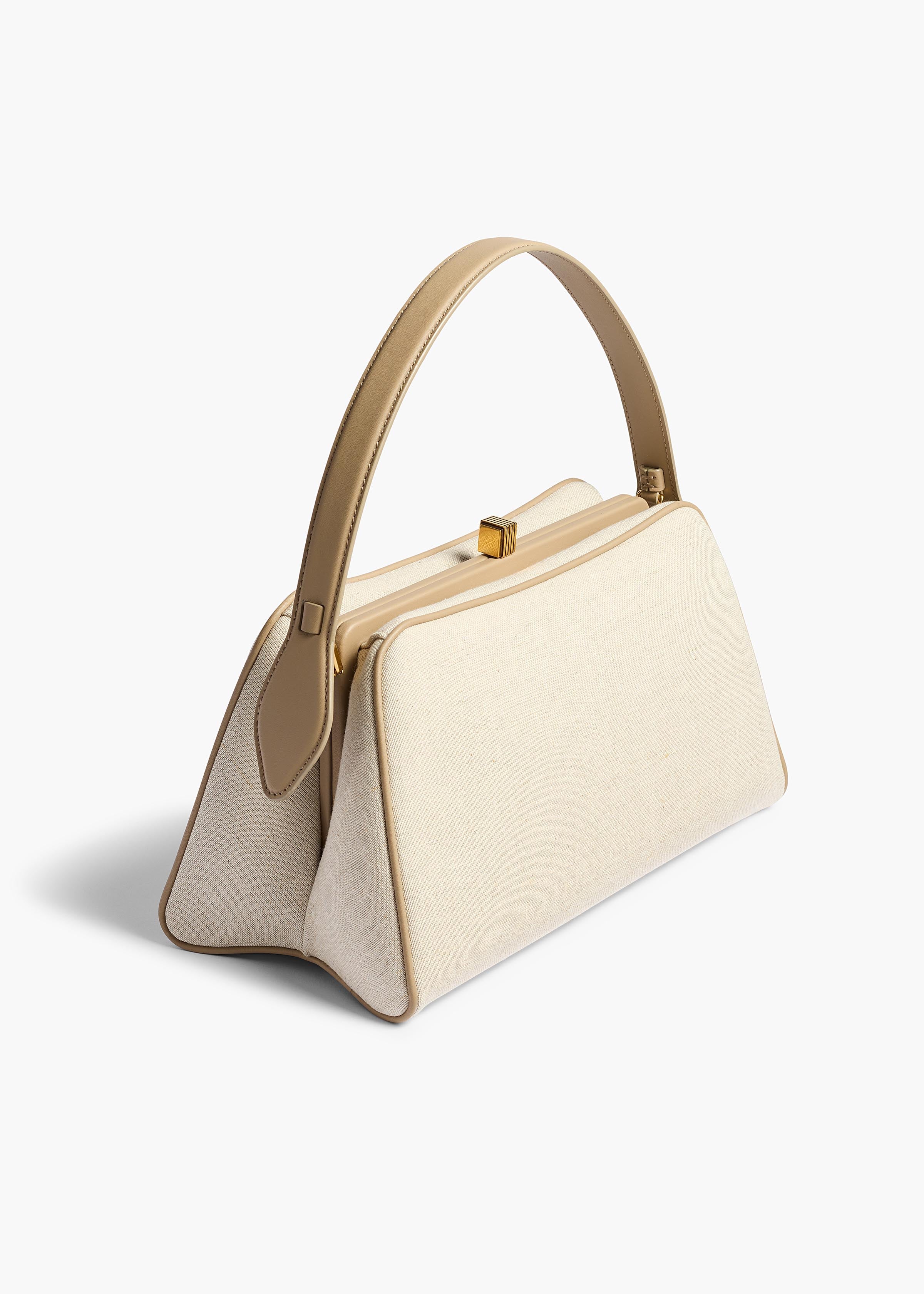 Khaite - Cate Bag in Toffee Leather and Natural Canvas - Image 2