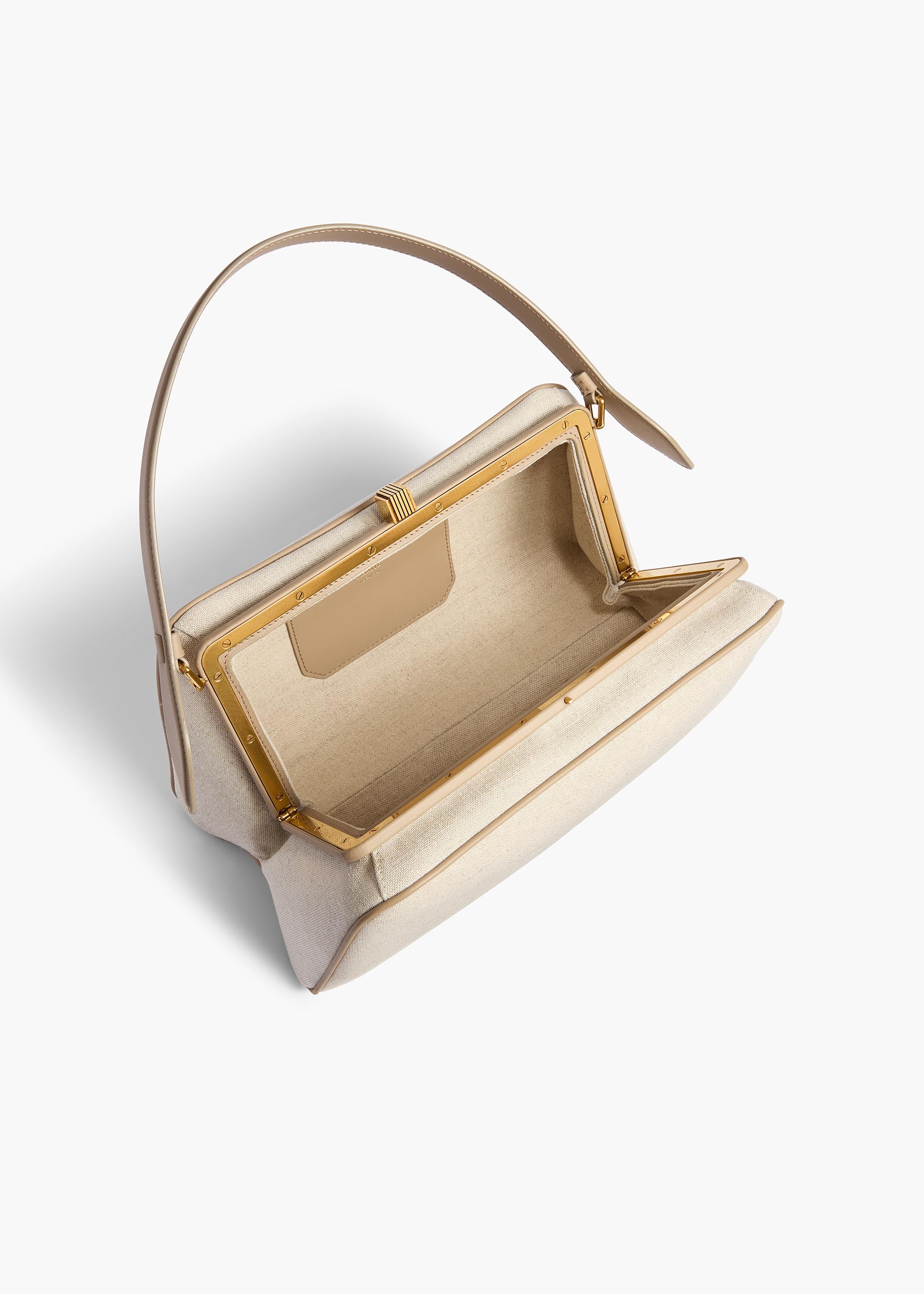 Khaite - Cate Bag in Toffee Leather and Natural Canvas - Image 3