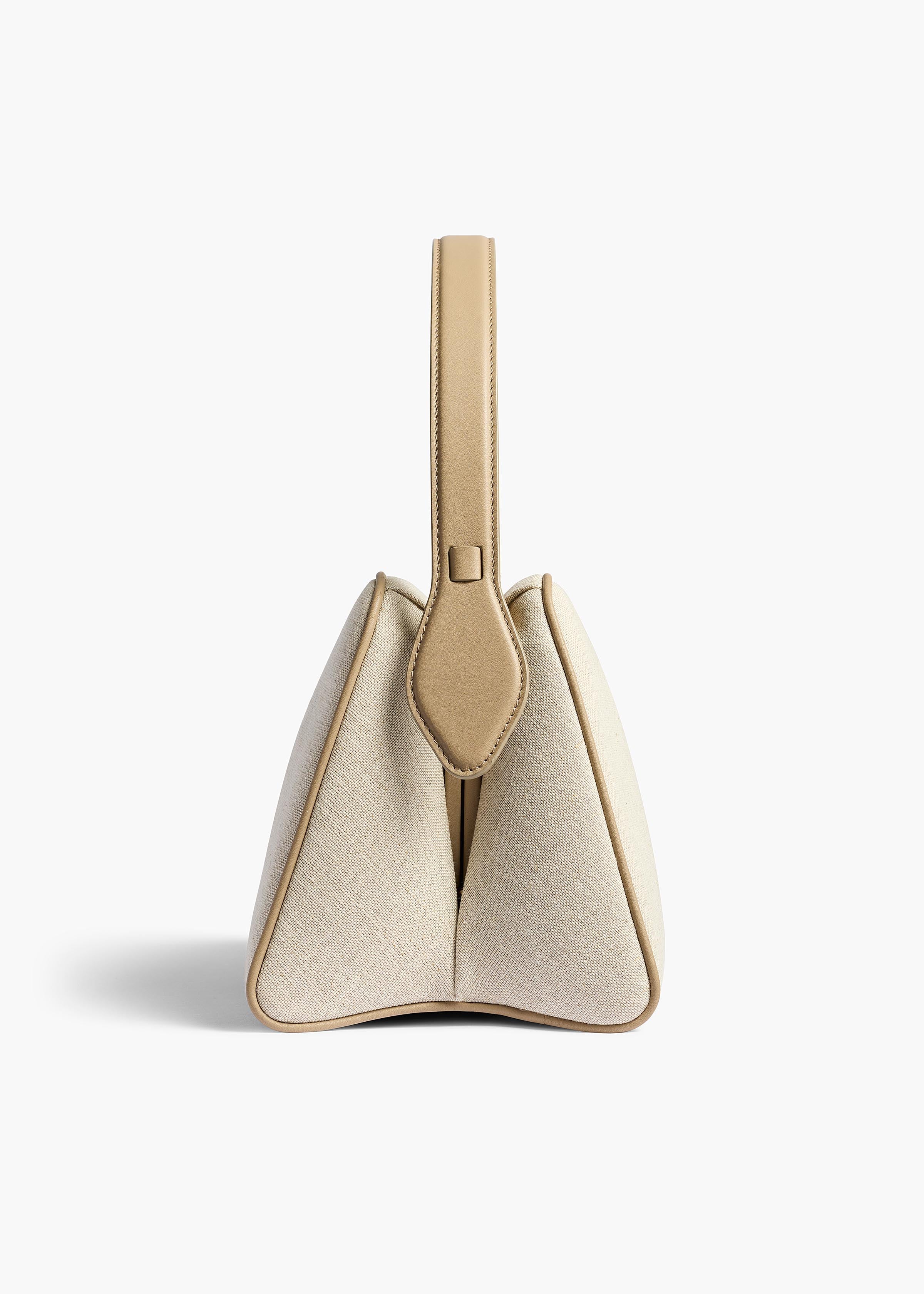 Khaite - Cate Bag in Toffee Leather and Natural Canvas - Image 4