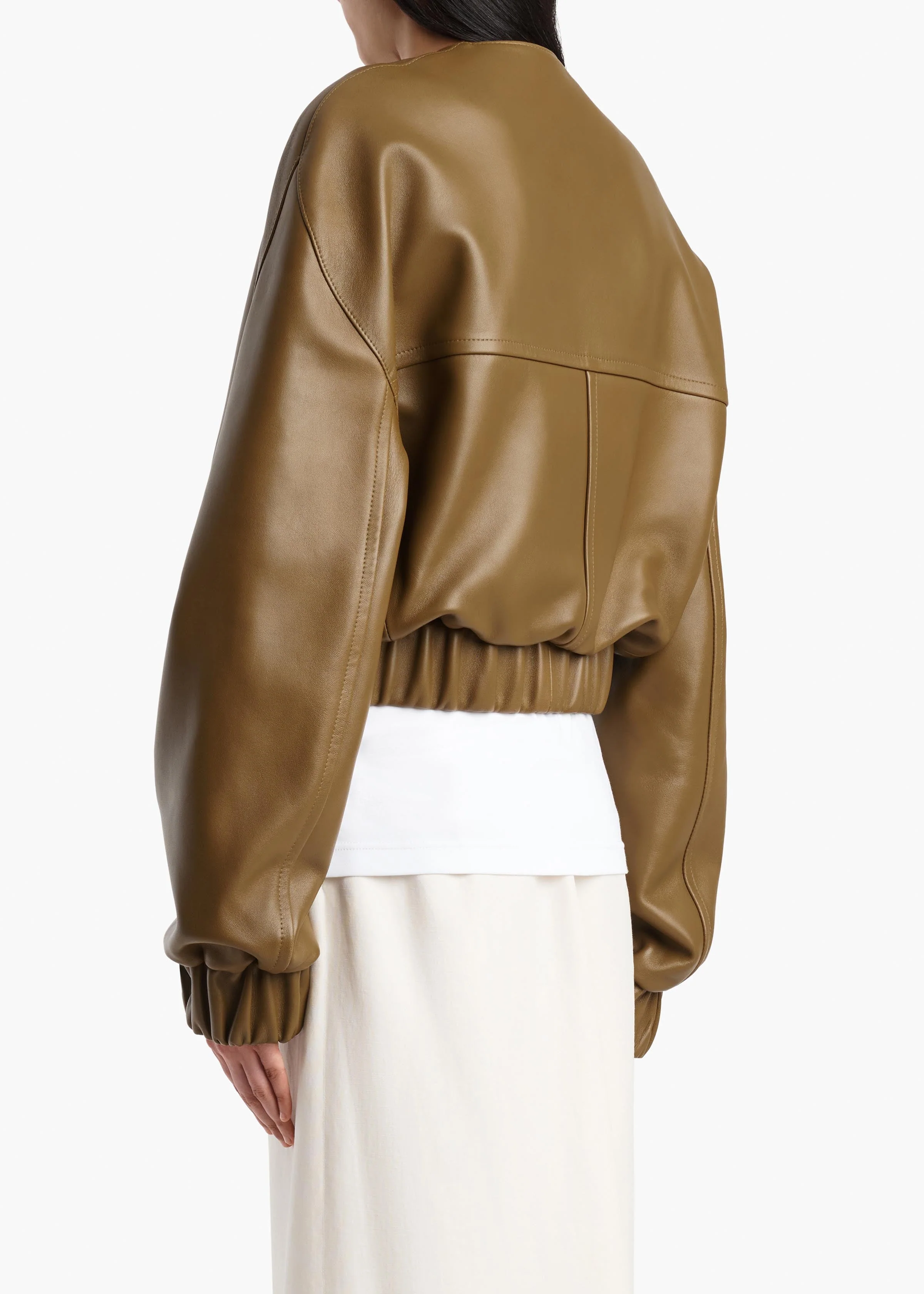 Khaite - Cordan Jacket in Dark Olive Leather - Image 4