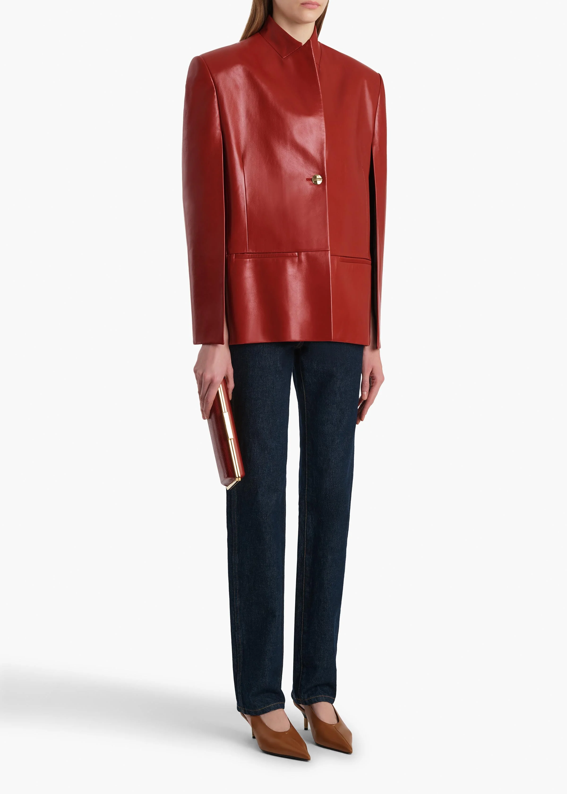 Khaite - Dolso Jacket in Deep Red Leather - Image 2