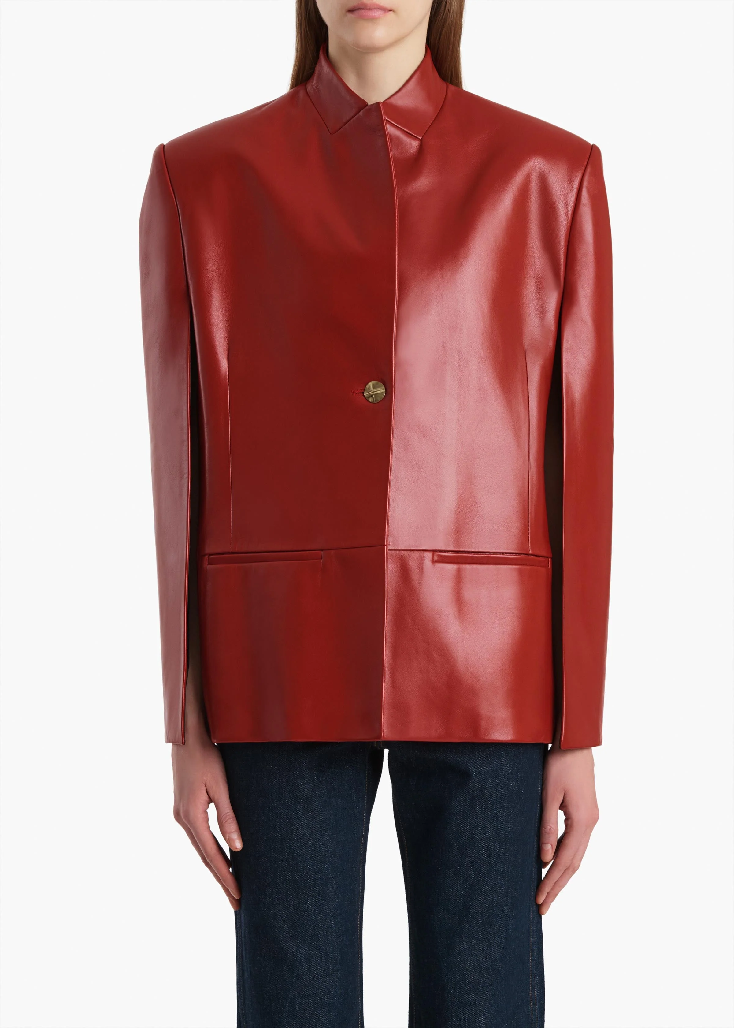 Khaite - Dolso Jacket in Deep Red Leather - Image 3