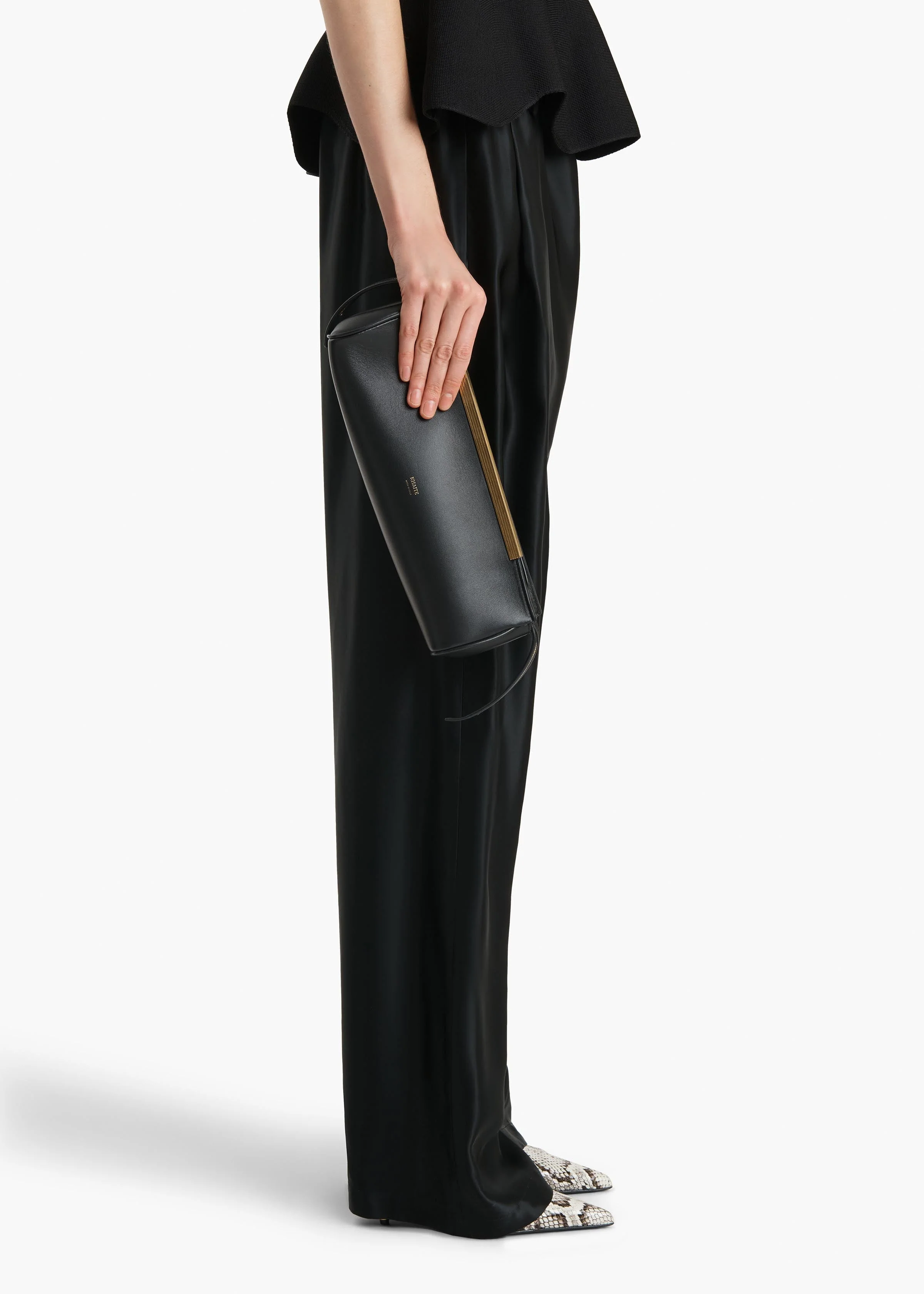 Khaite - Donna Evening Clutch in Black Leather - Image 5