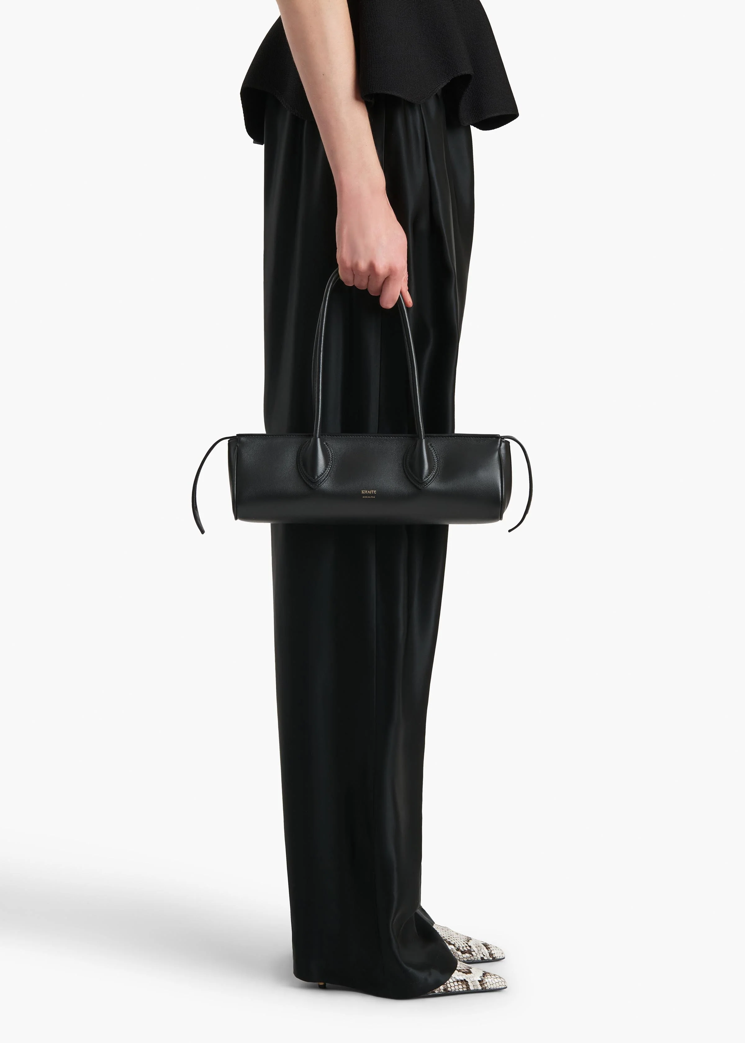 Khaite - Donna Shoulder Bag in Black Leather - Image 5
