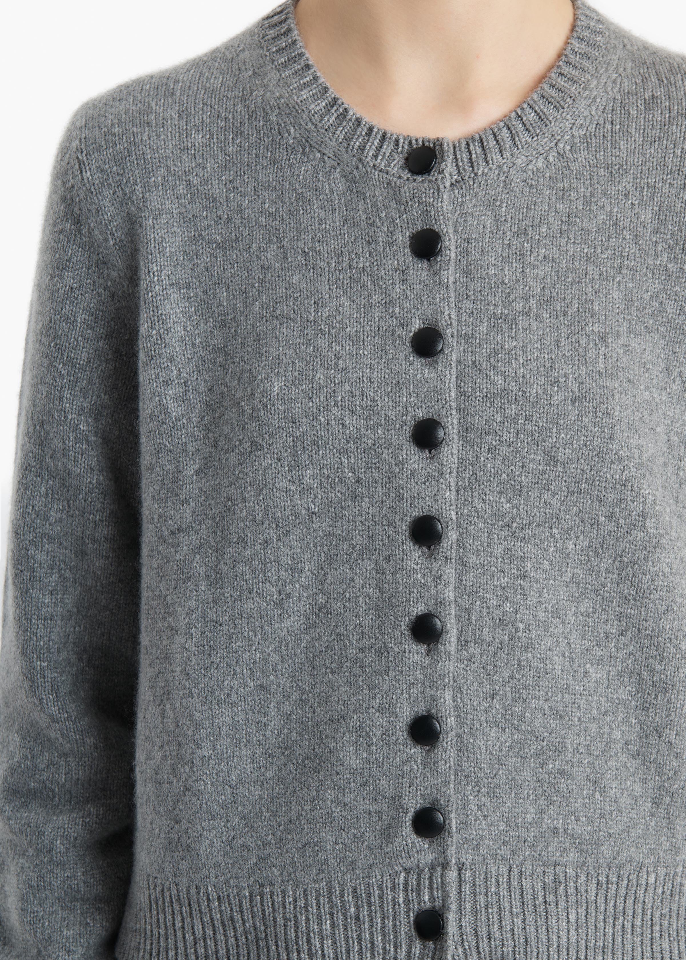 Khaite - Everheart Cardigan in Fog with Leather Buttons - Image 5