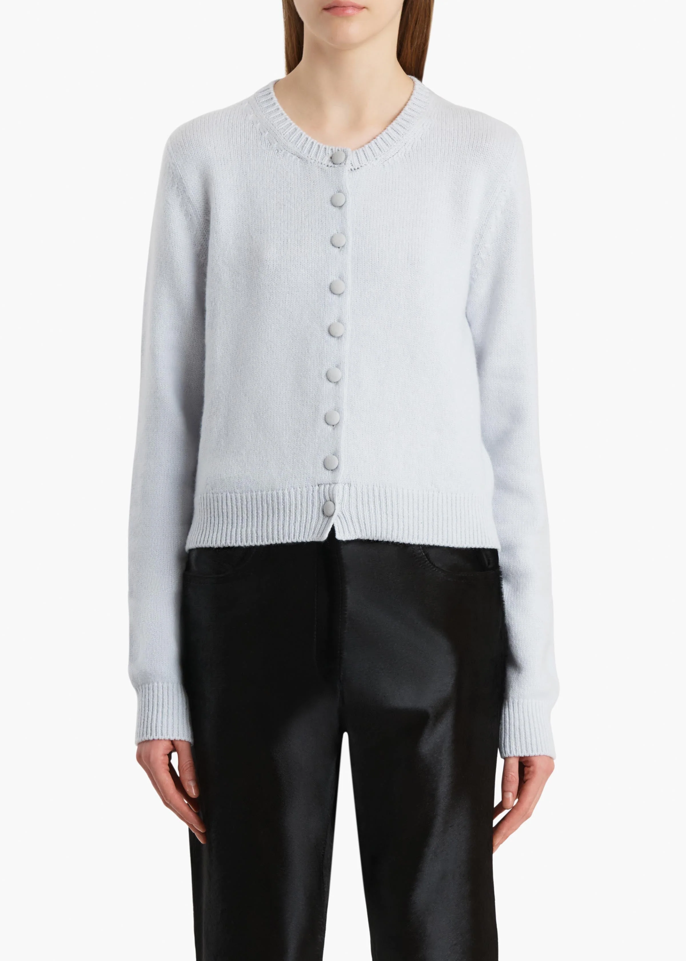 Khaite - Everheart Cardigan in Ice Blue with Suede Buttons - Image 3