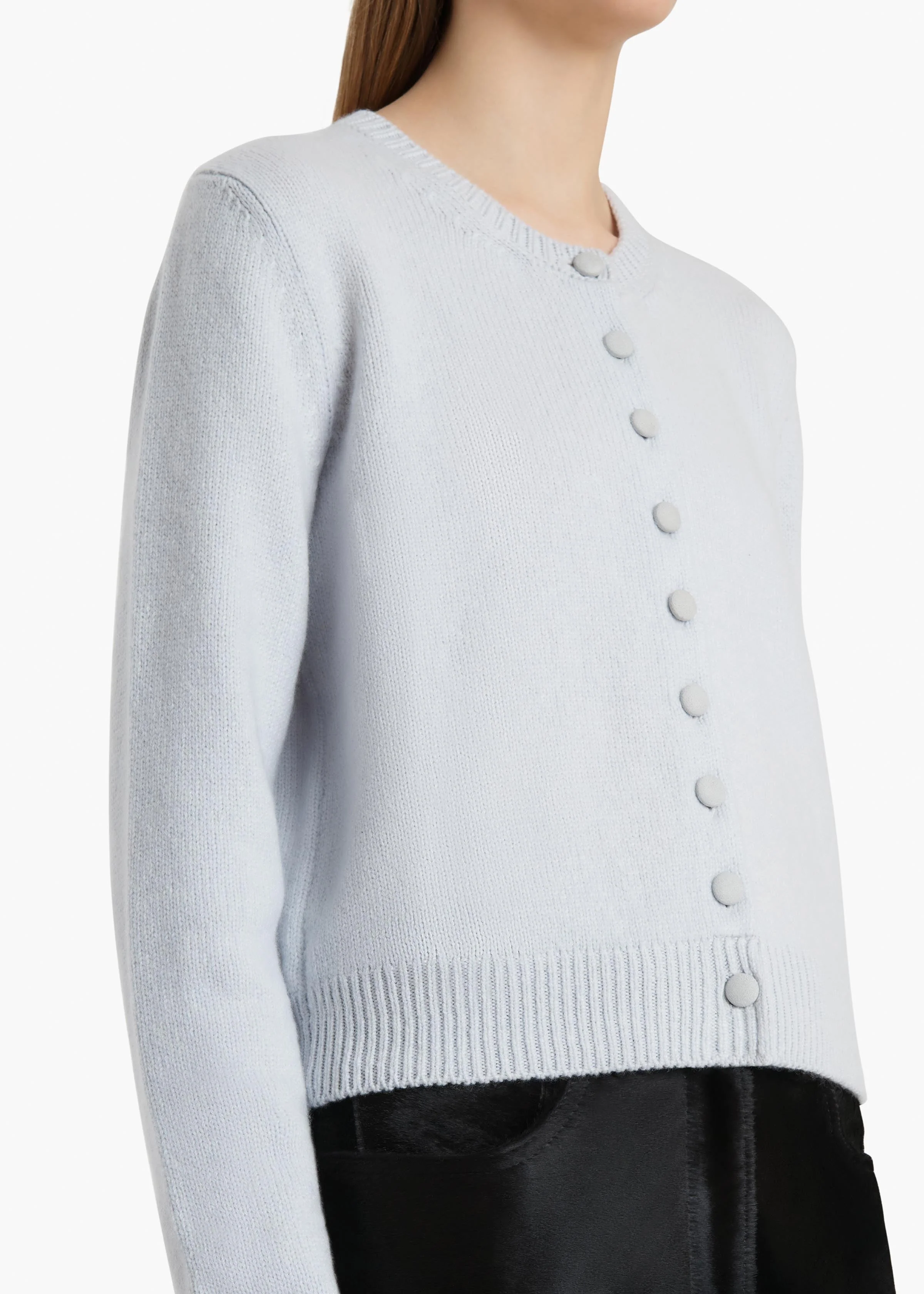 Khaite - Everheart Cardigan in Ice Blue with Suede Buttons - Image 5