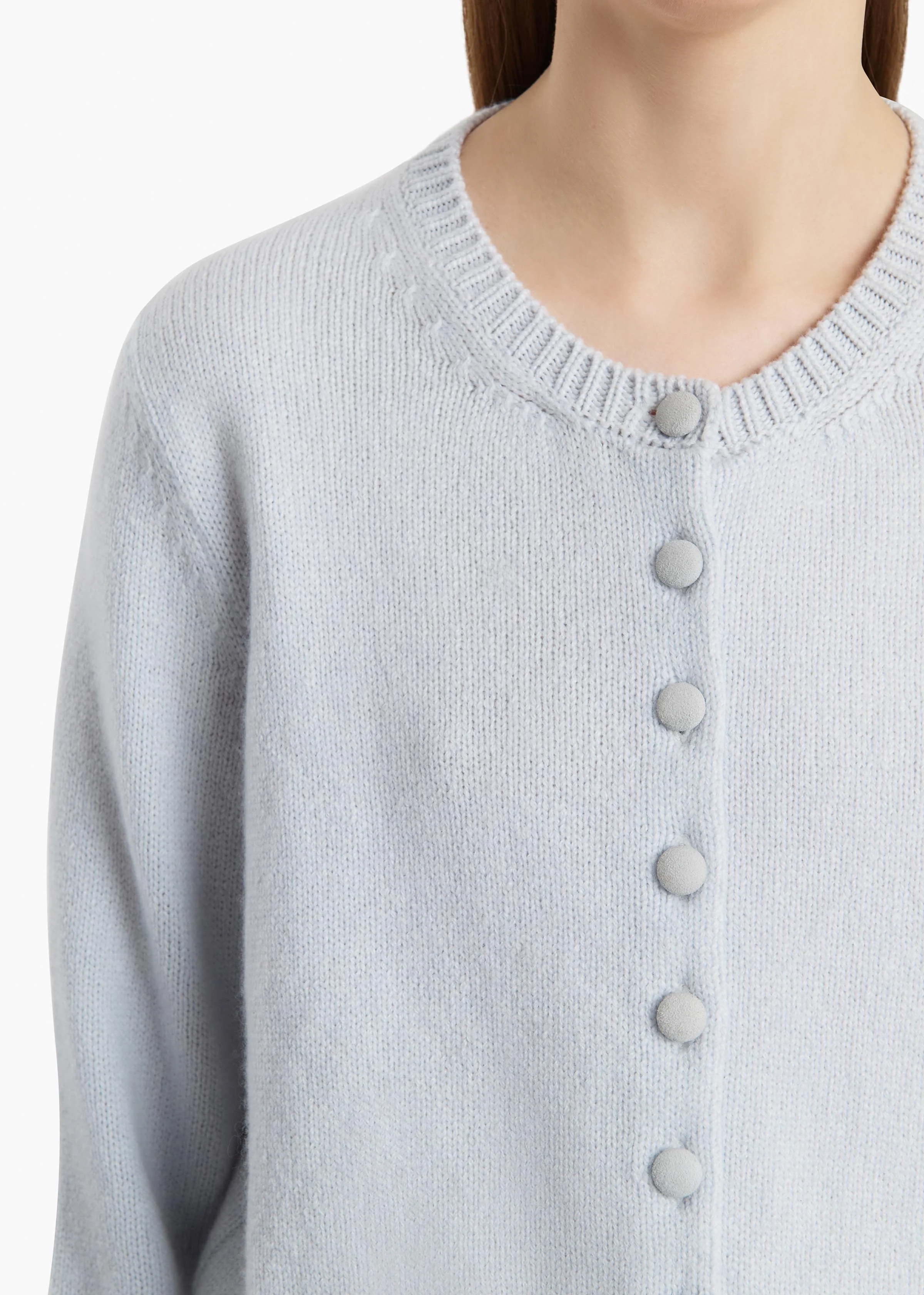 Khaite - Everheart Cardigan in Ice Blue with Suede Buttons - Image 6