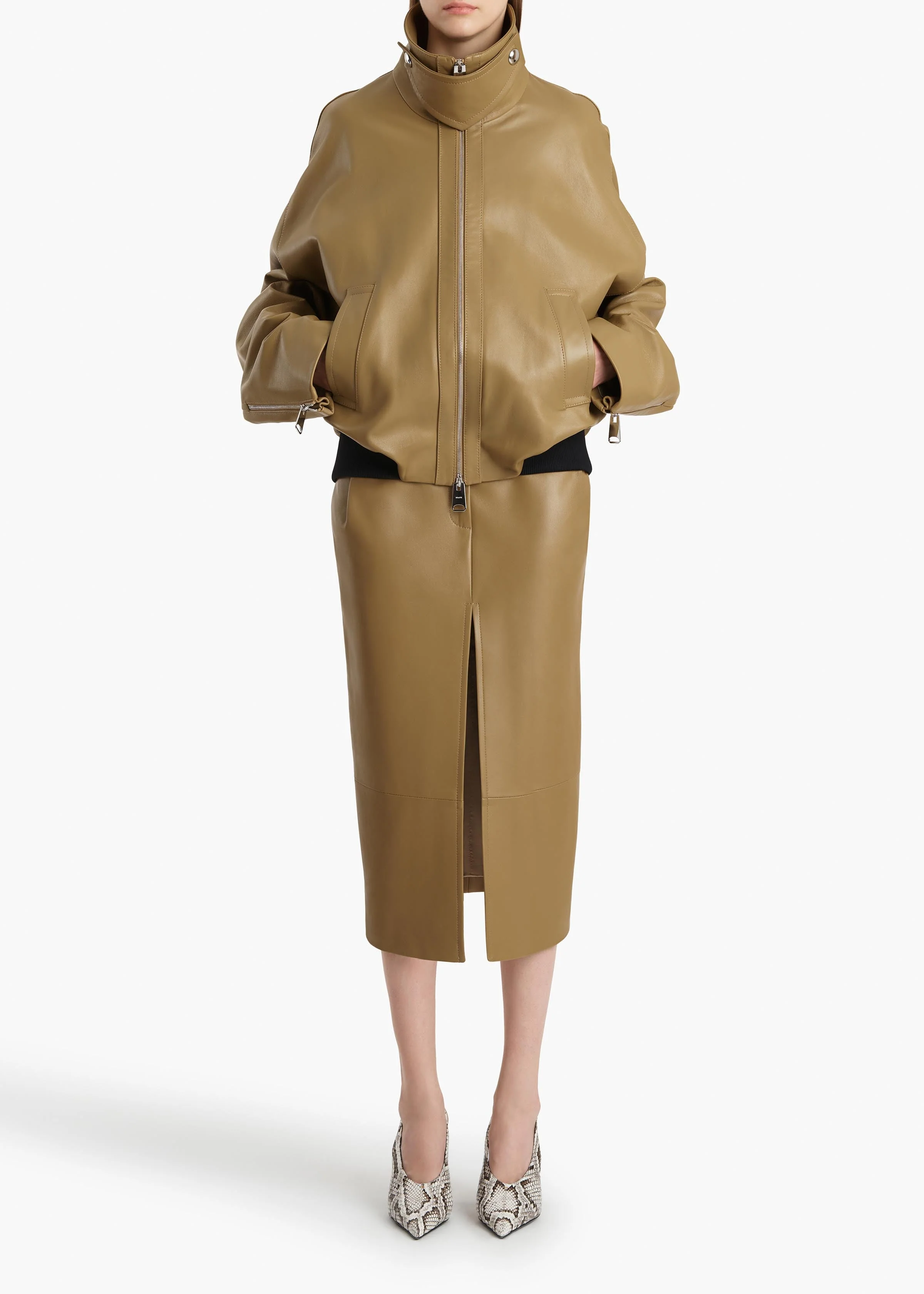 Khaite - Hamett Jacket in Gold Ochre Leather - Image 2