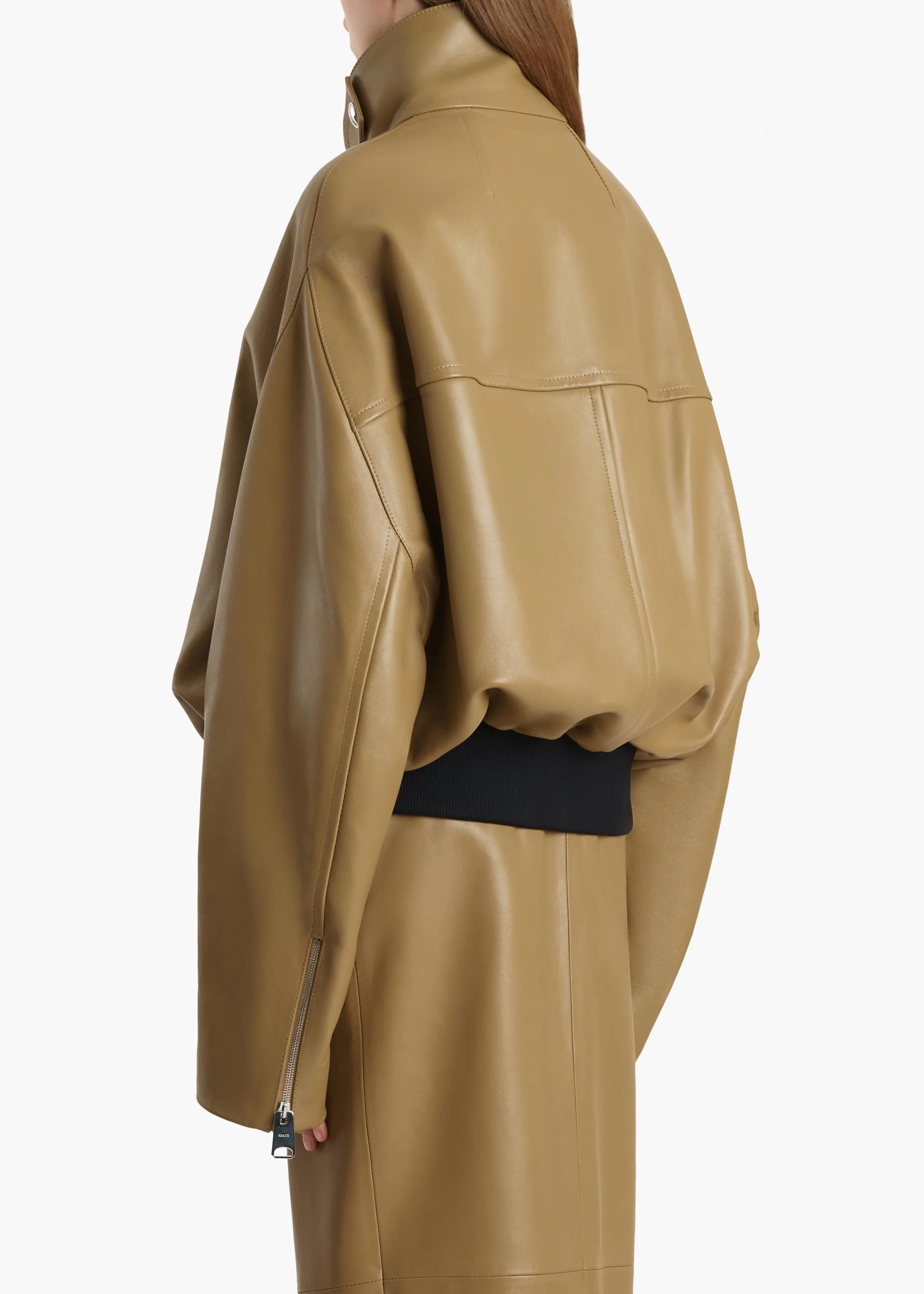 Khaite - Hamett Jacket in Gold Ochre Leather - Image 4