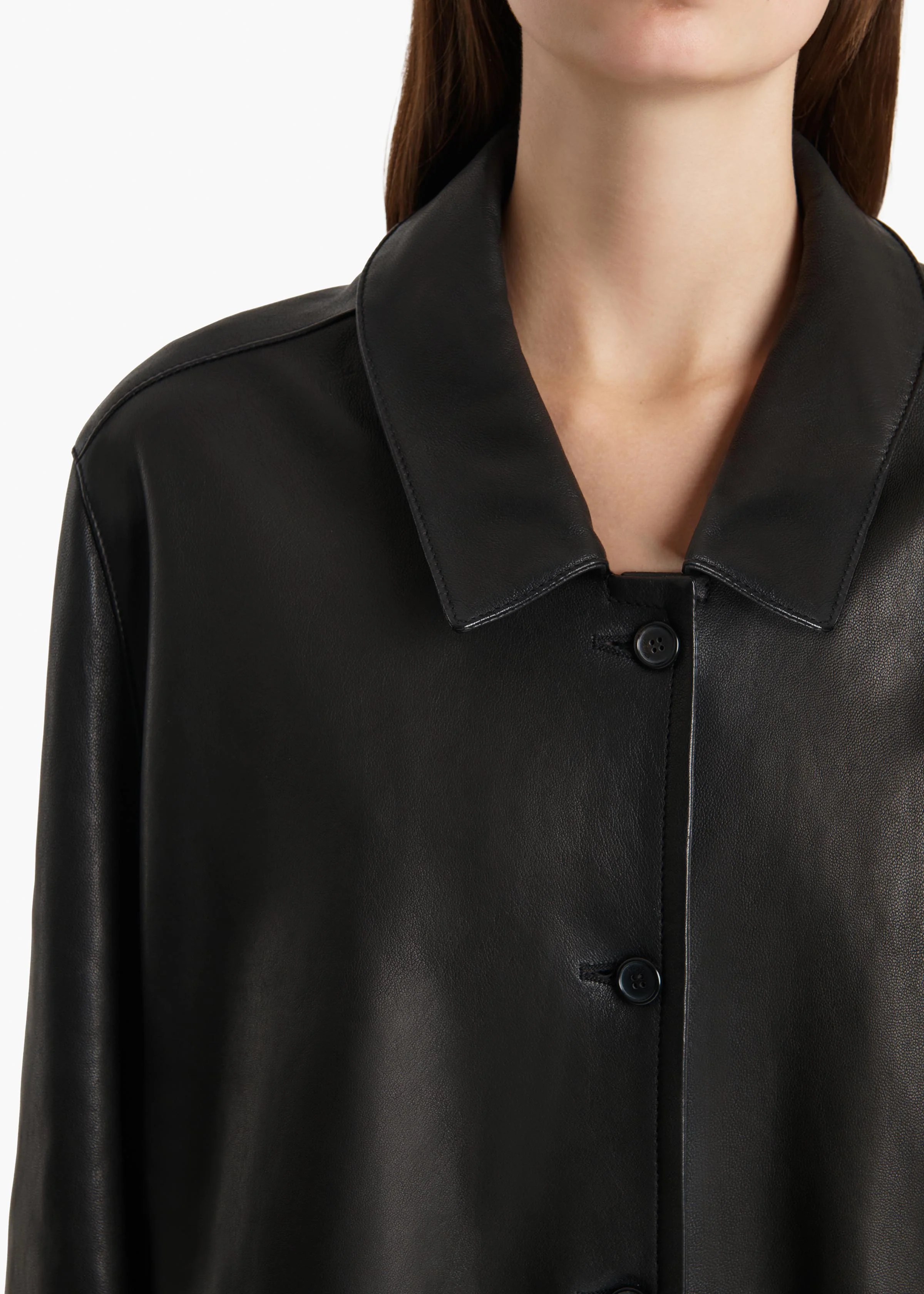 Khaite - Harmon Coat in Black Washed Leather - Image 5