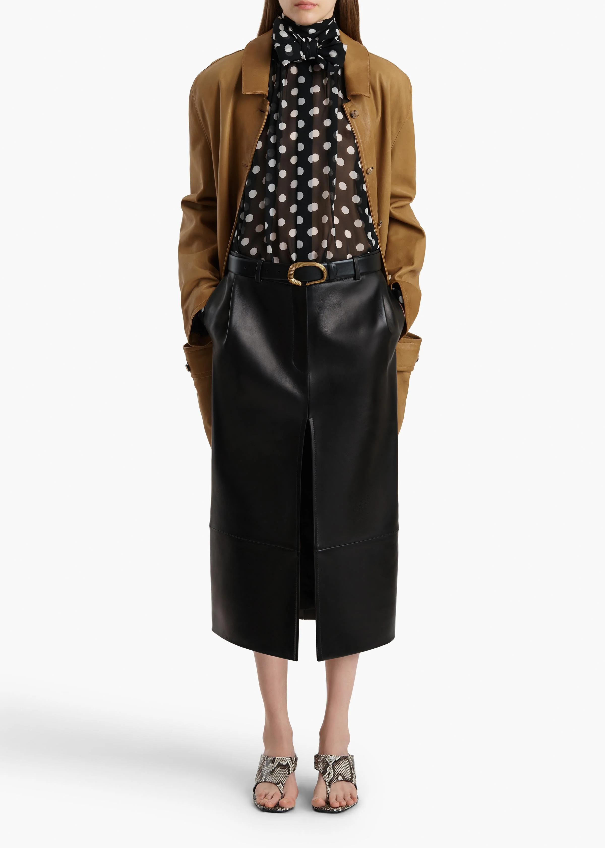 Khaite - Harmon Coat in Golden Ochre Washed Leather - Image 2