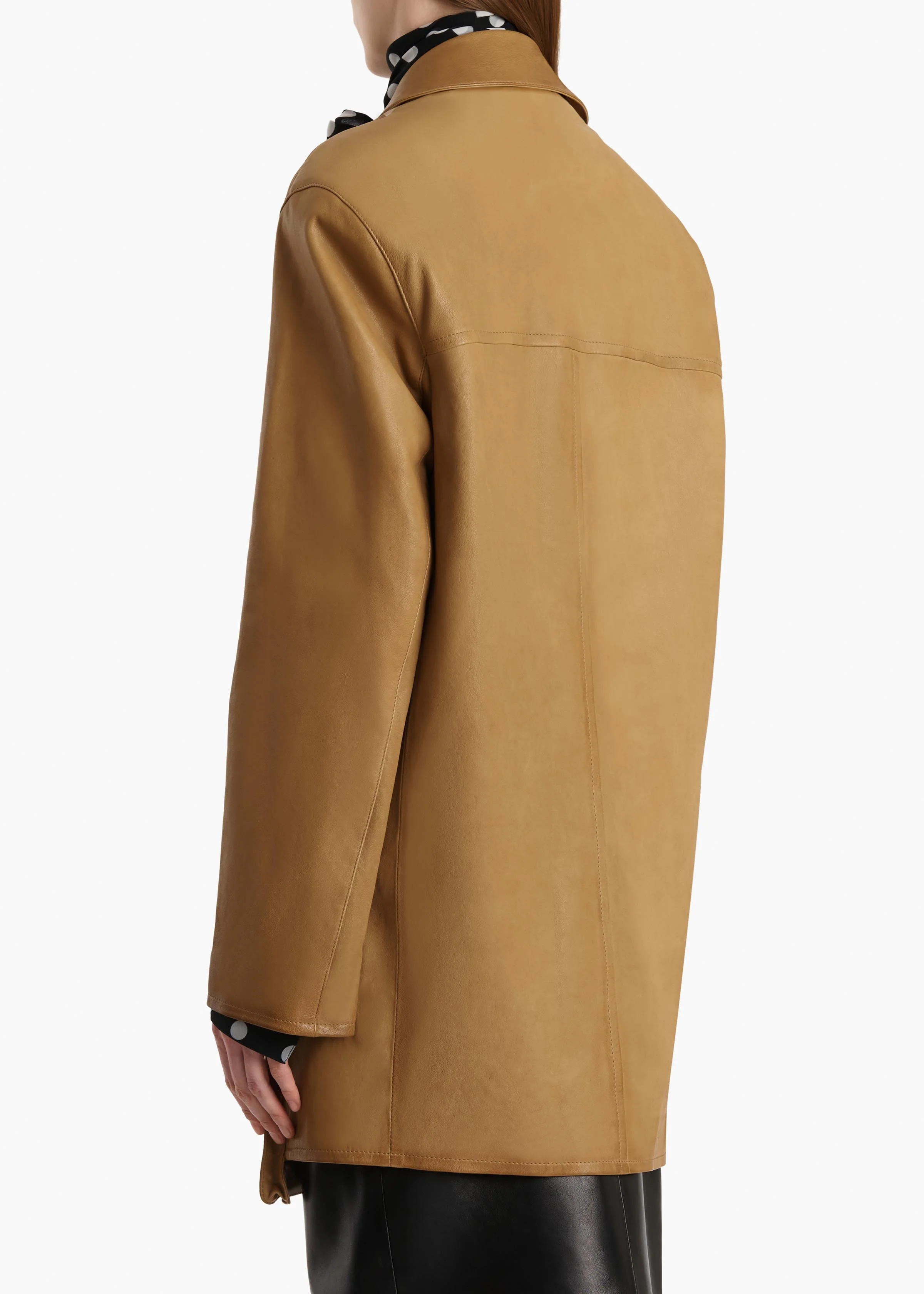 Khaite - Harmon Coat in Golden Ochre Washed Leather - Image 4