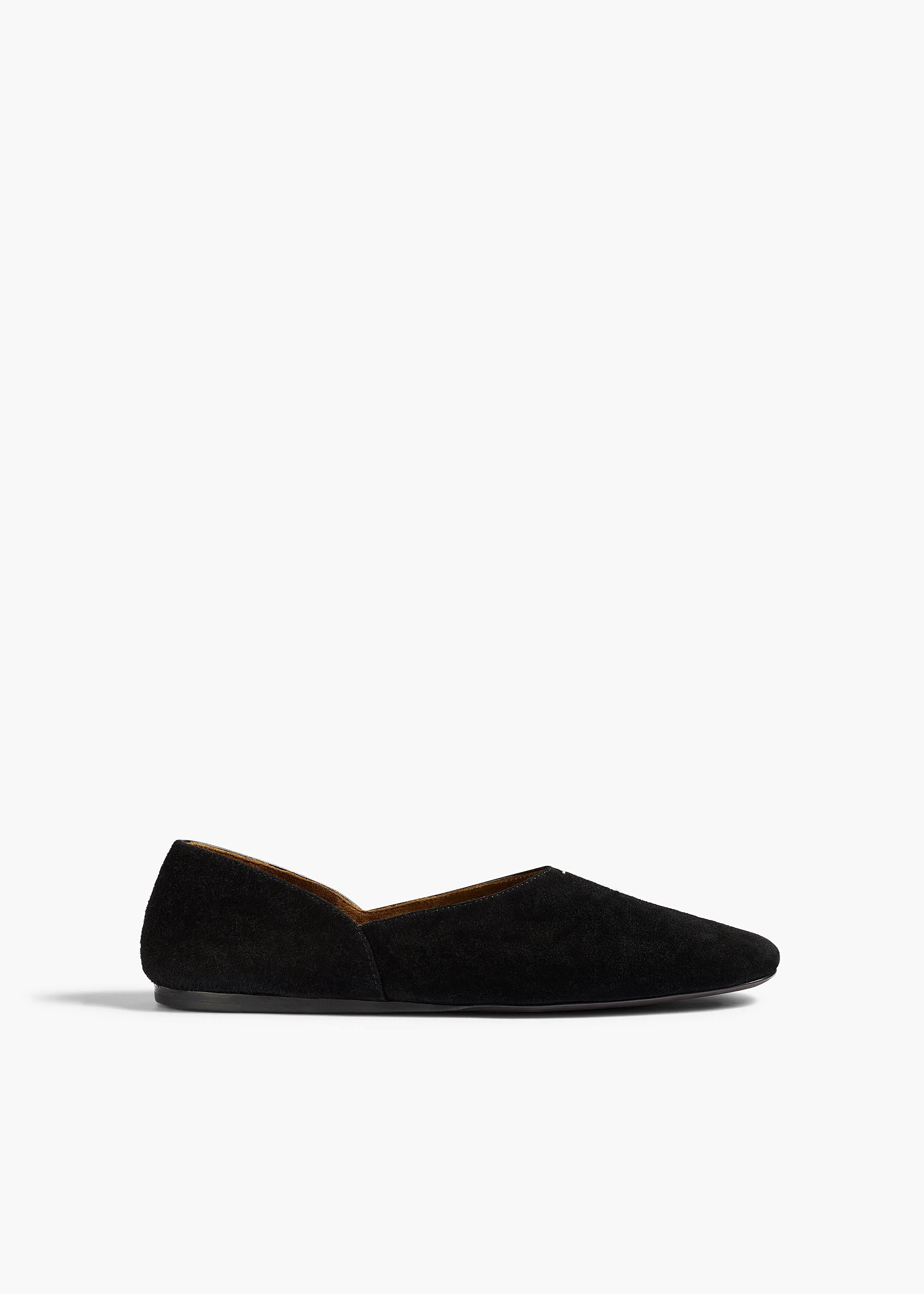 Khaite - Jane Flat in Black Sude and Glazed Leather