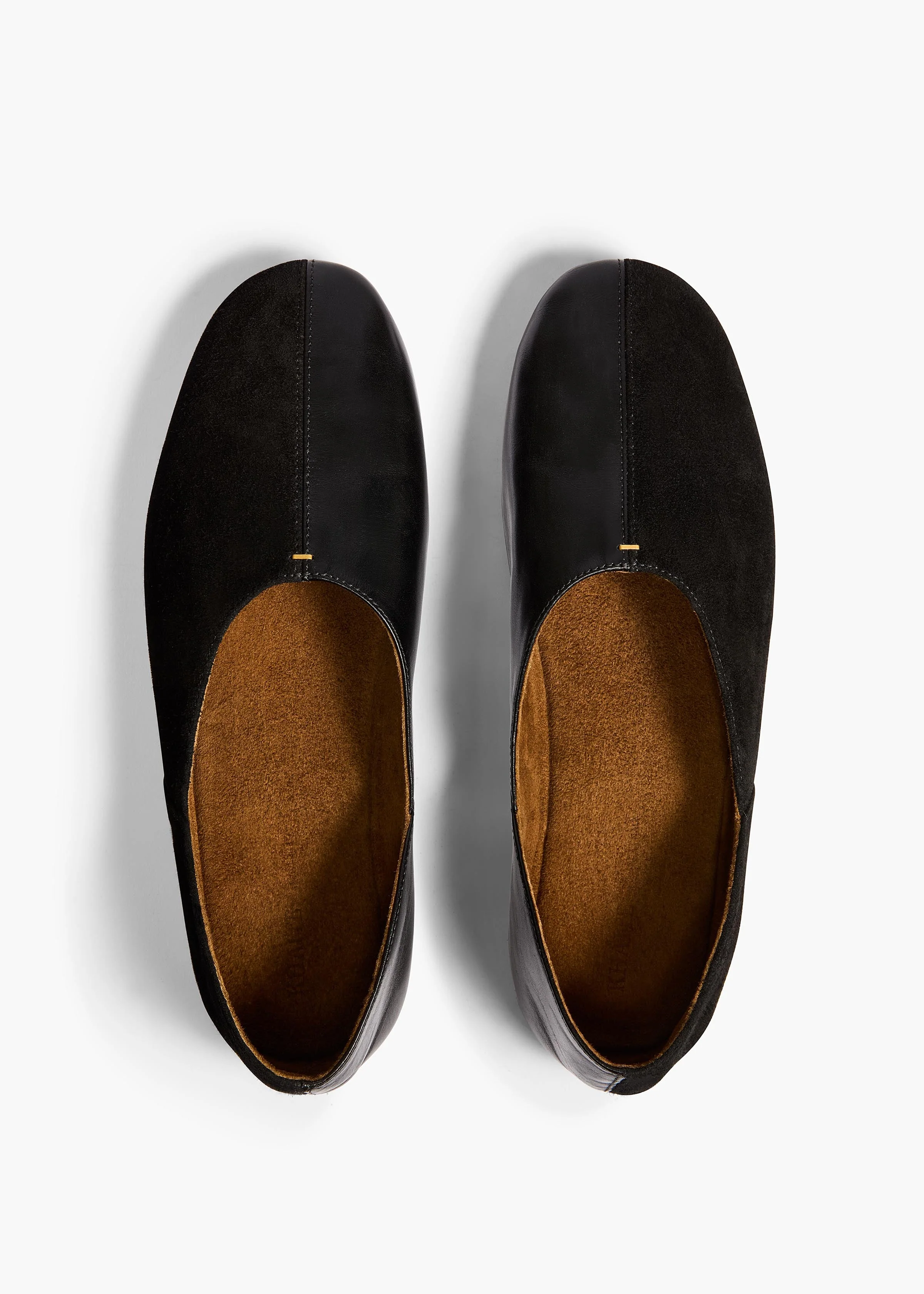 Khaite - Jane Flat in Black Sude and Glazed Leather - Image 3