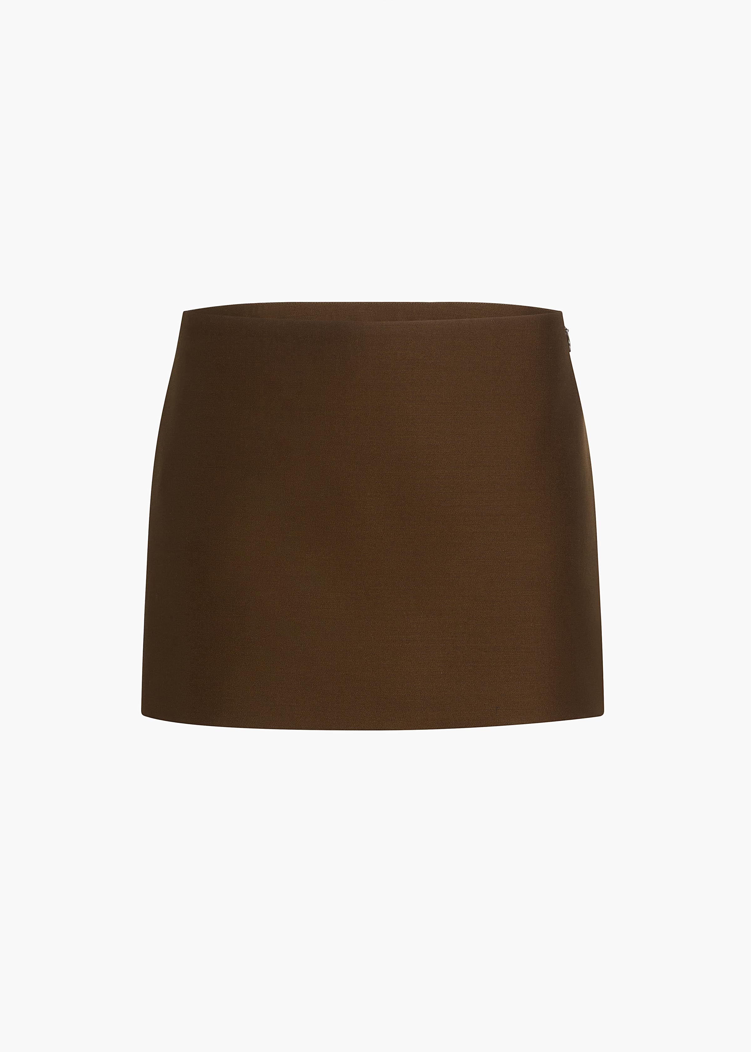 Khaite - Jett Skirt in Dark Olive Wool Silk