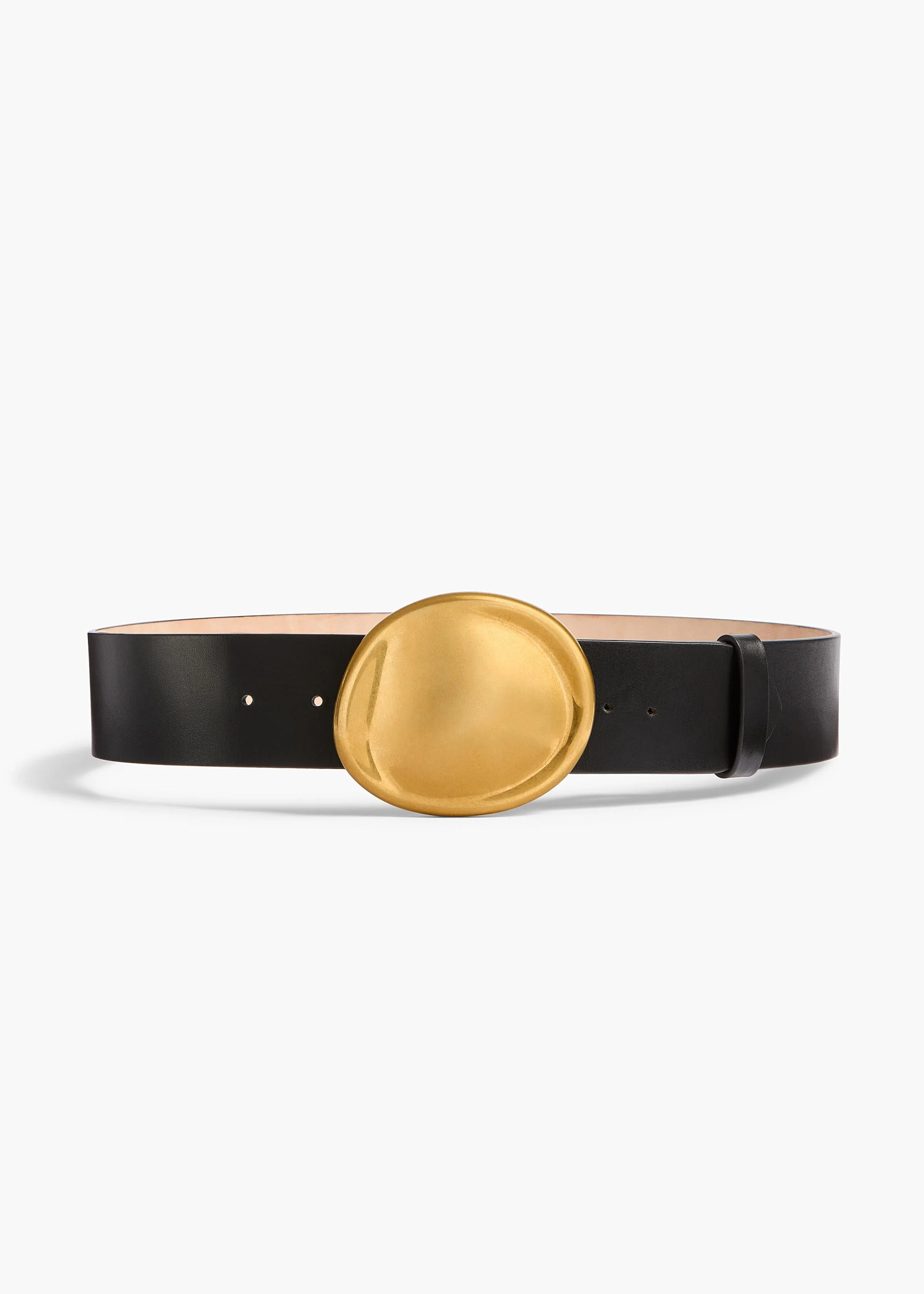 Khaite - Keefe Belt in Black Leather with Gold