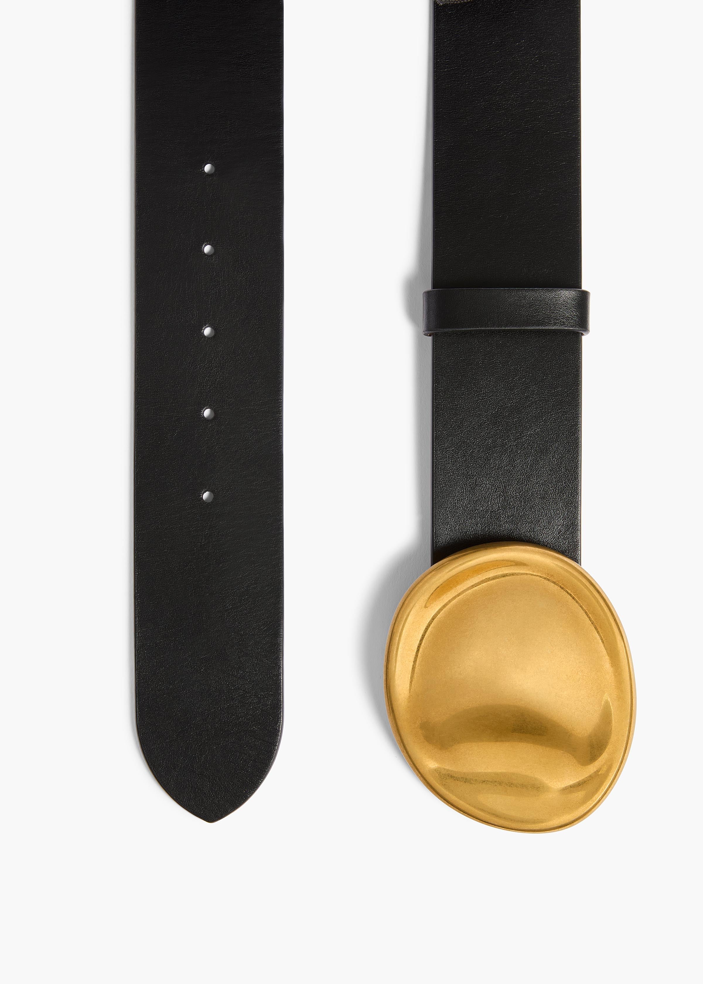 Khaite - Keefe Belt in Black Leather with Gold - Image 2