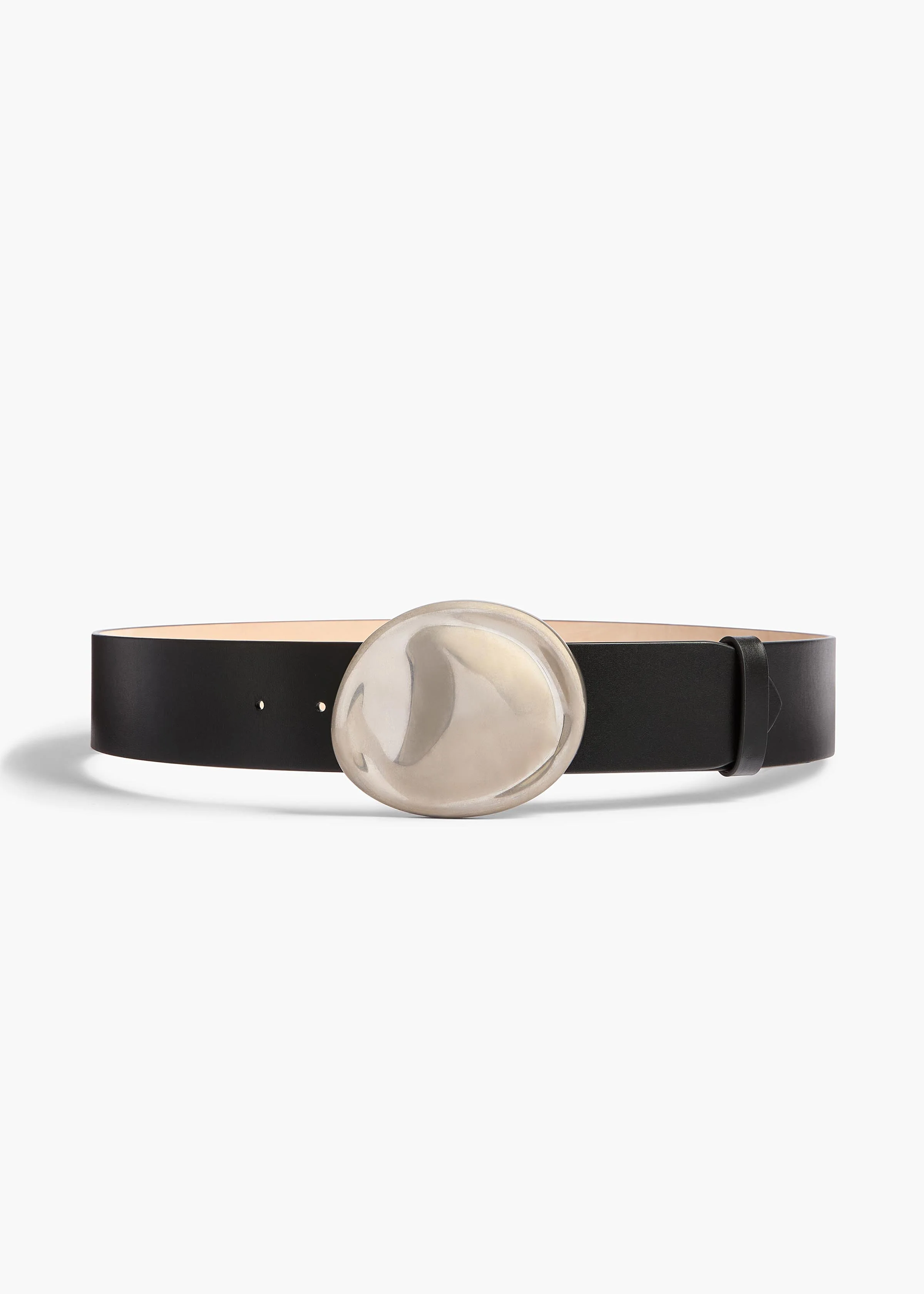 Khaite - Keefe Belt in Black Leather with Silver