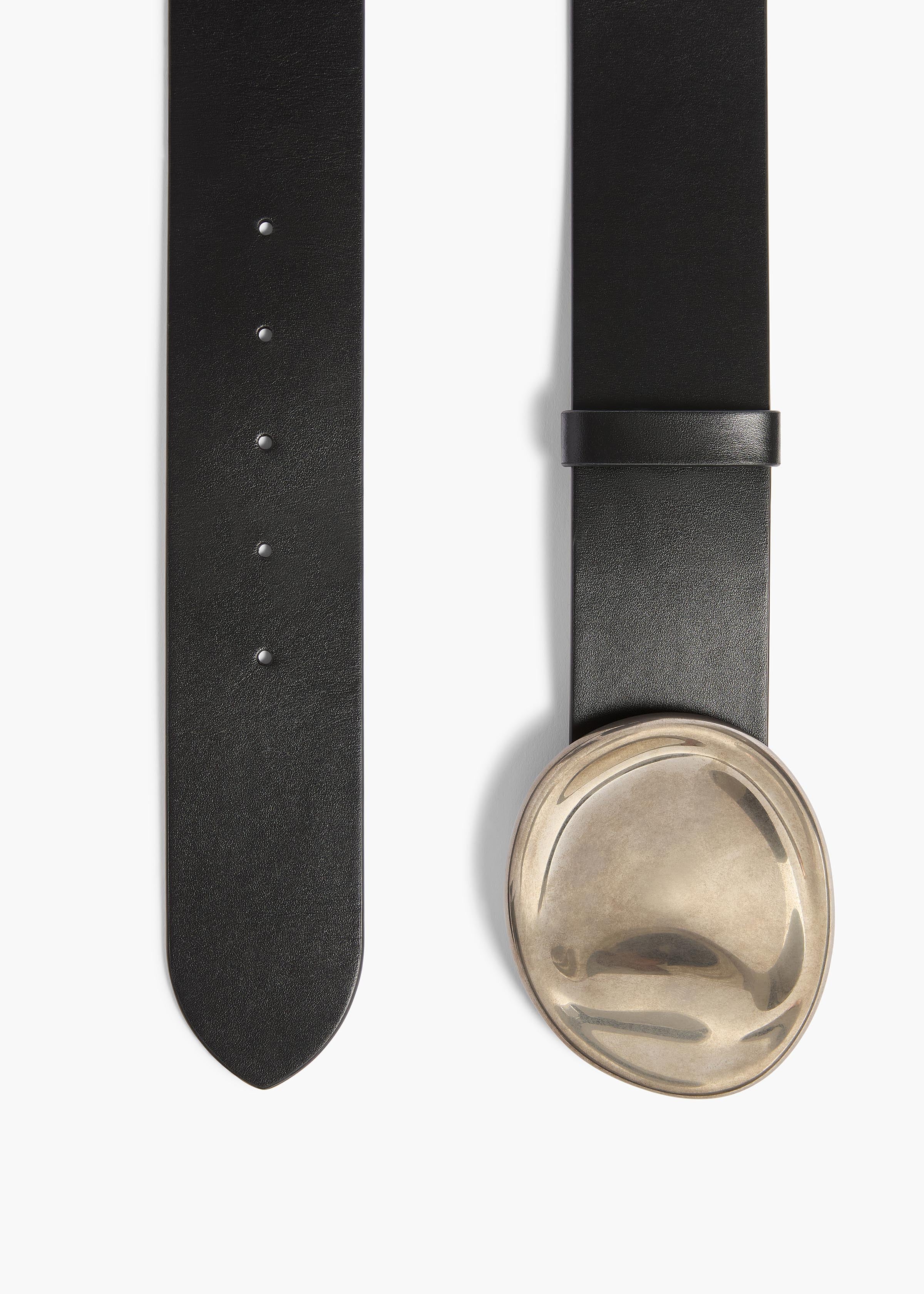Khaite - Keefe Belt in Black Leather with Silver - Image 2