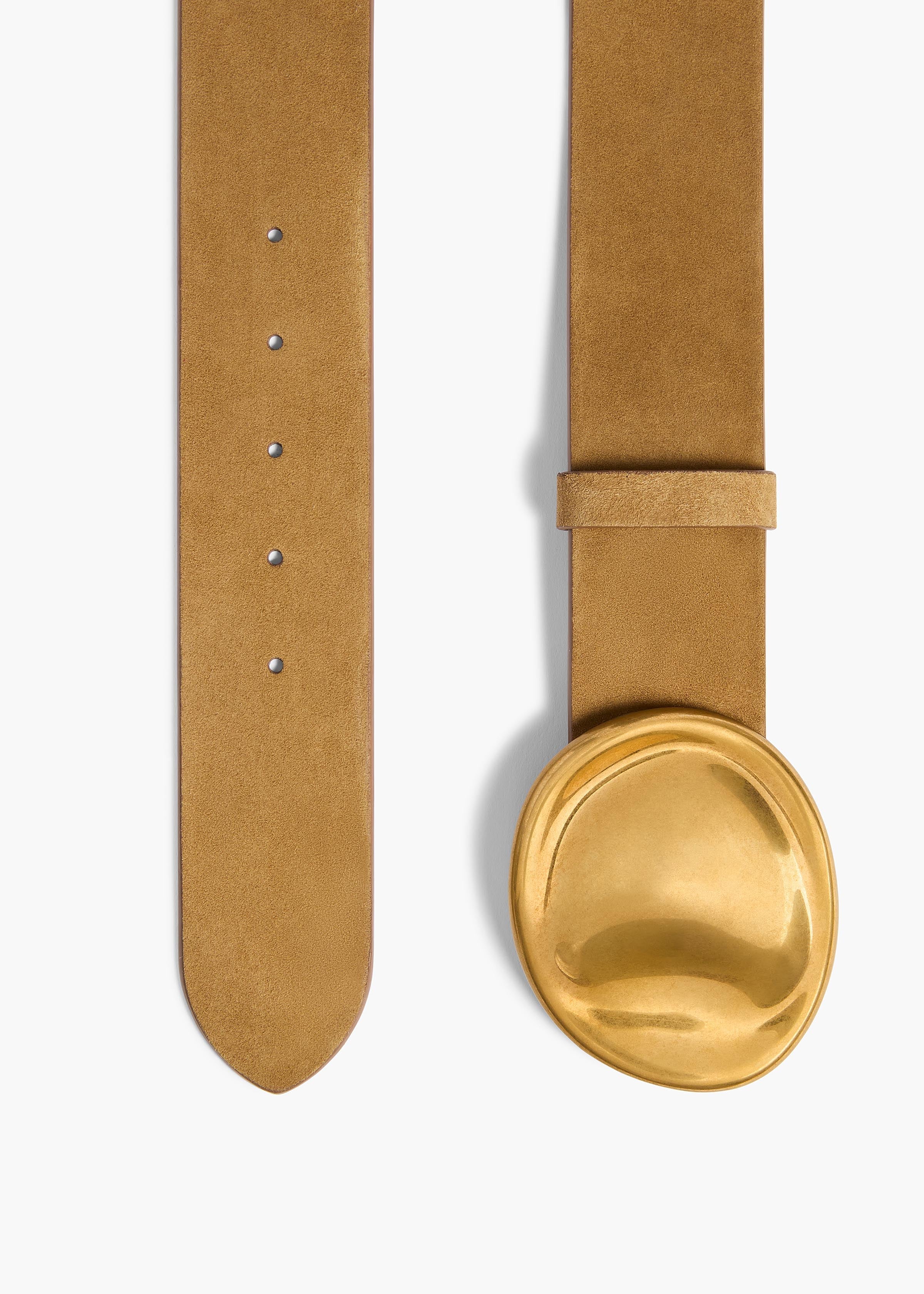 Khaite - Keefe Belt in Mud Suede with Gold - Image 2
