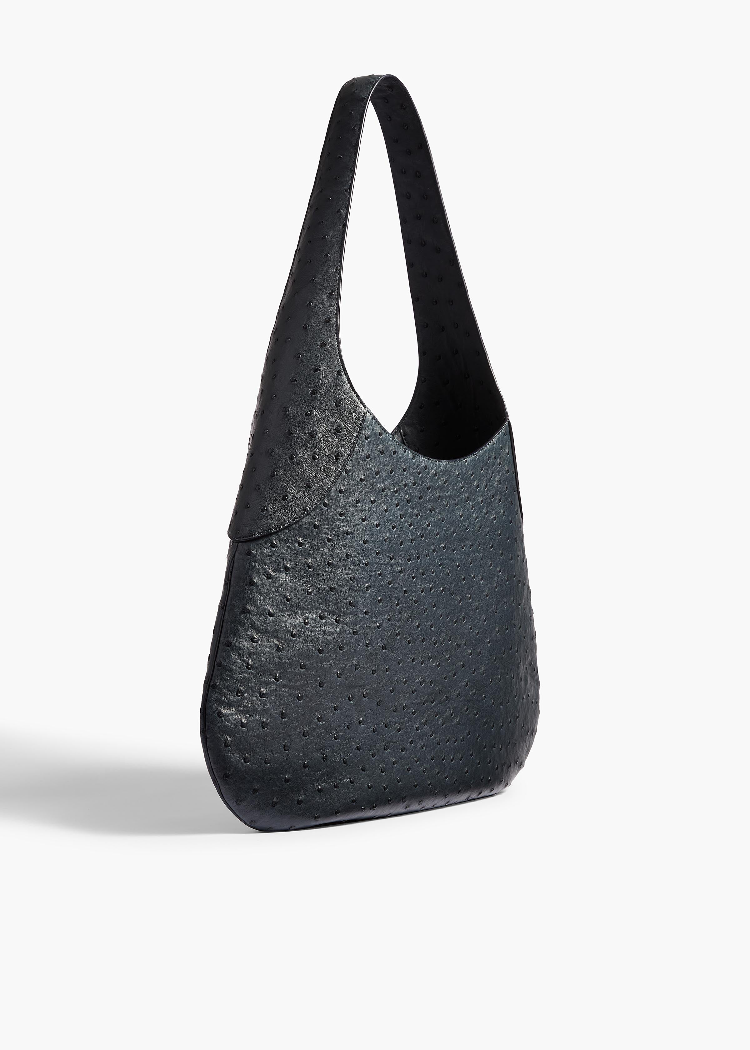 Khaite - Large Joan Hobo in Midnight Navy Ostrich - Image 2