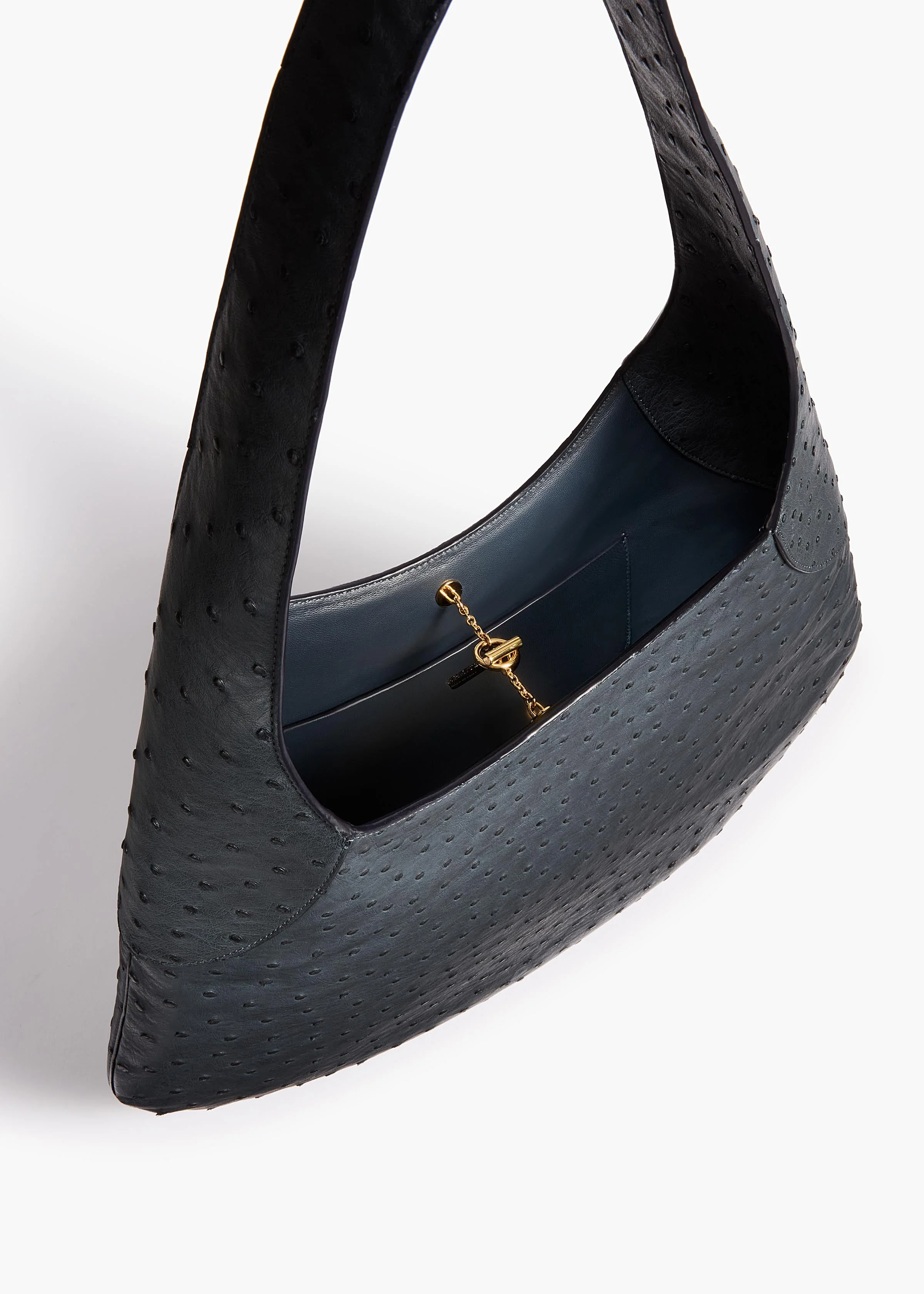 Khaite - Large Joan Hobo in Midnight Navy Ostrich - Image 3