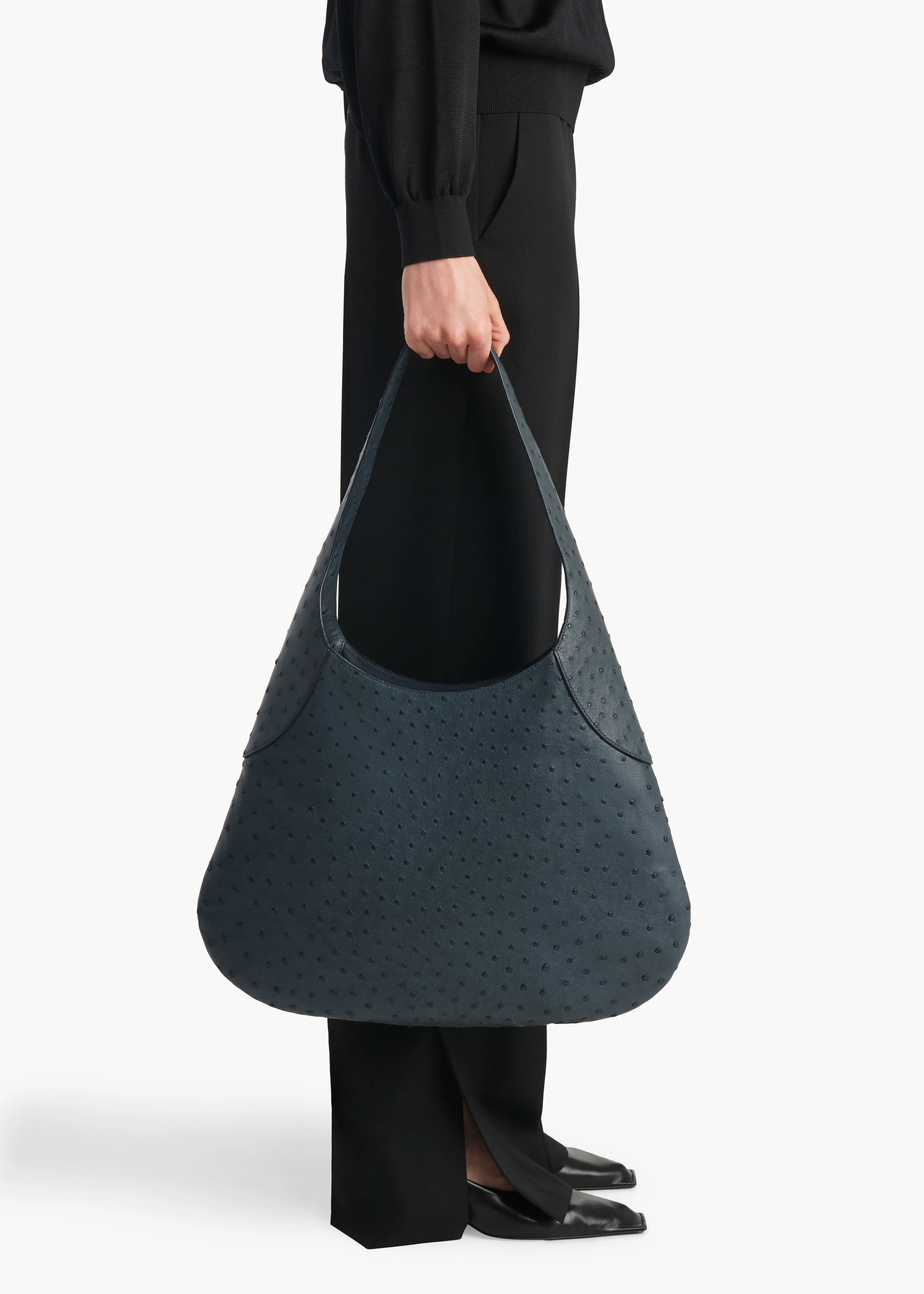 Khaite - Large Joan Hobo in Midnight Navy Ostrich - Image 5