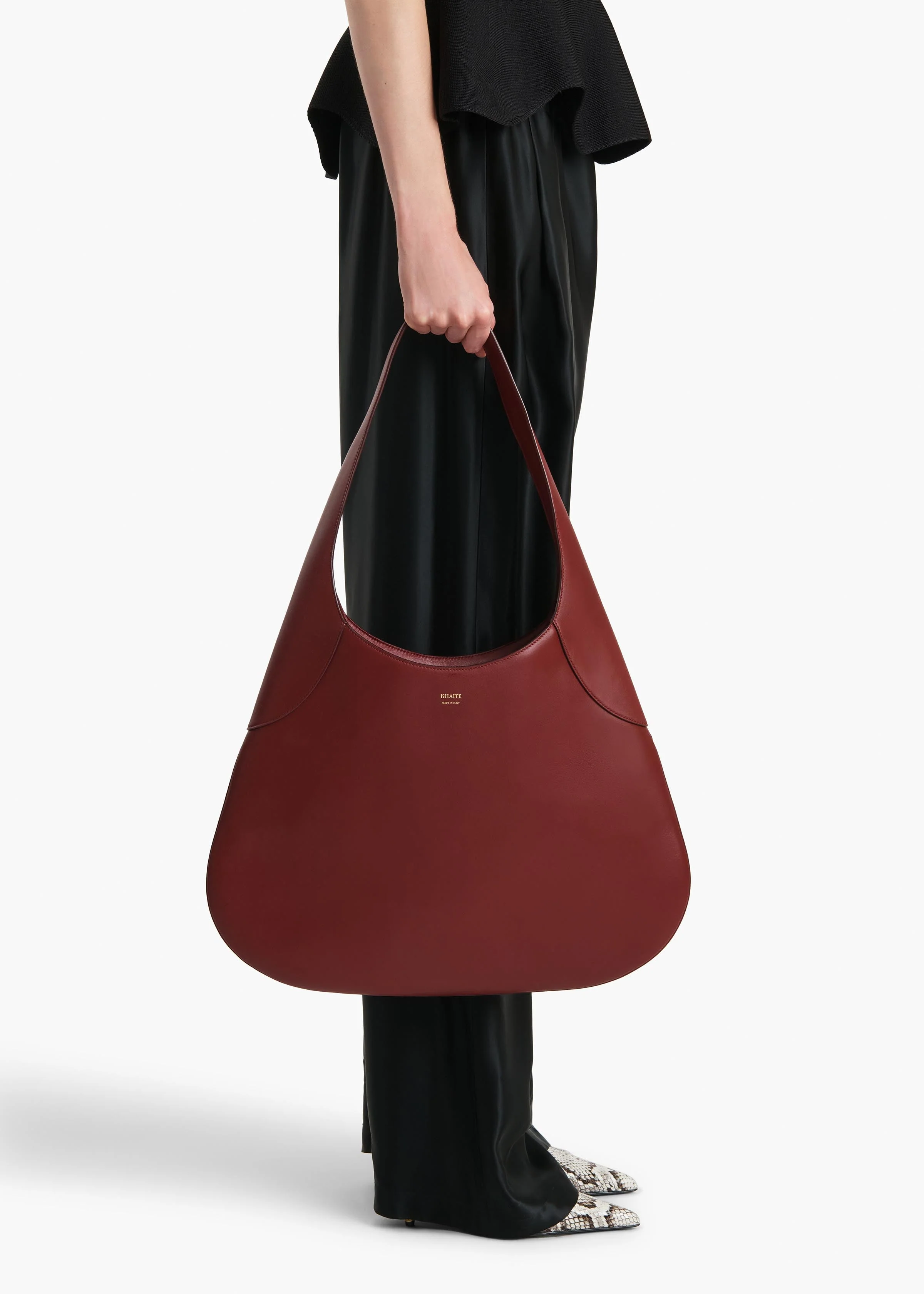 Khaite - Large Joan Hobo in Oxblood Leather - Image 5