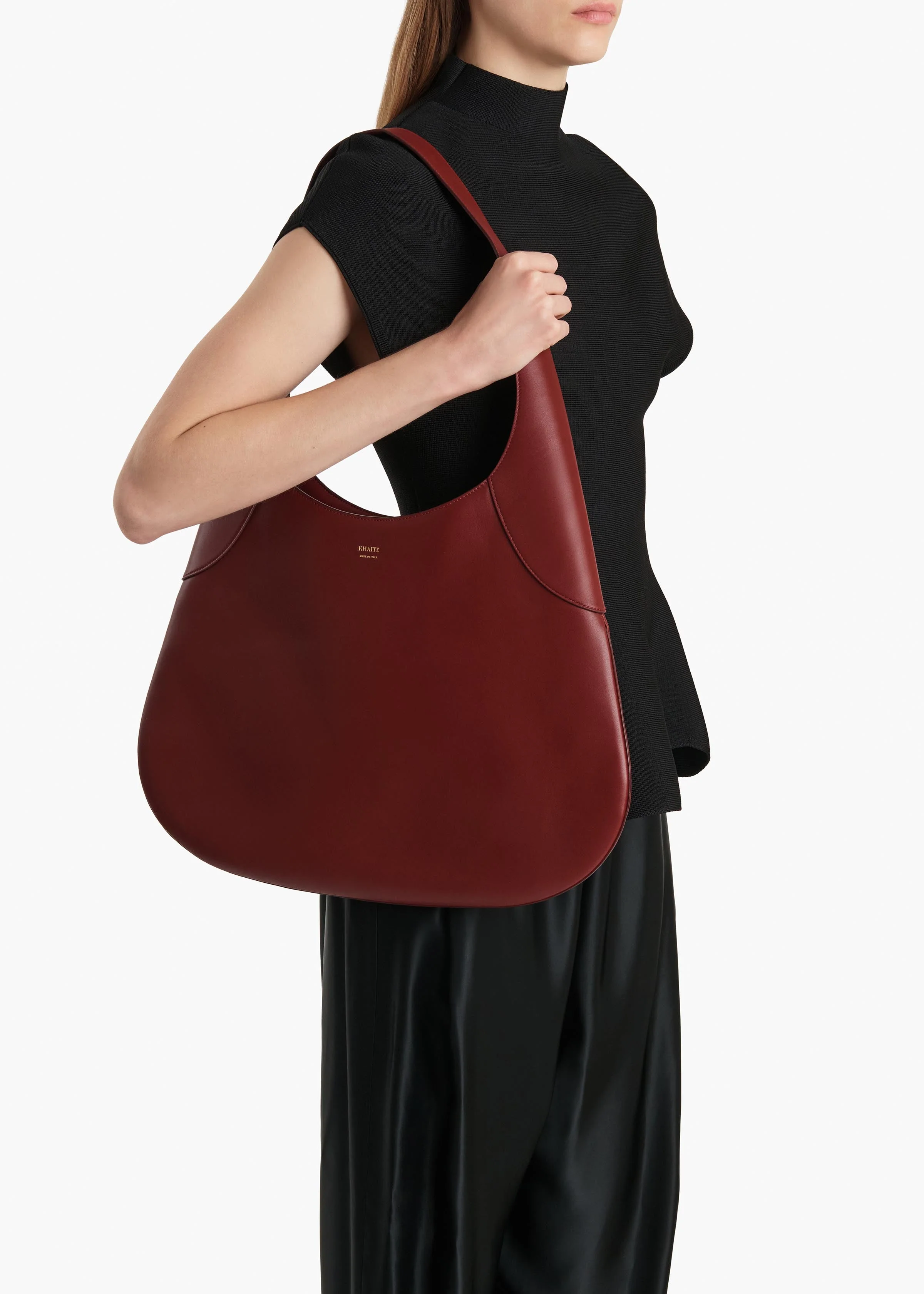 Khaite - Large Joan Hobo in Oxblood Leather - Image 6