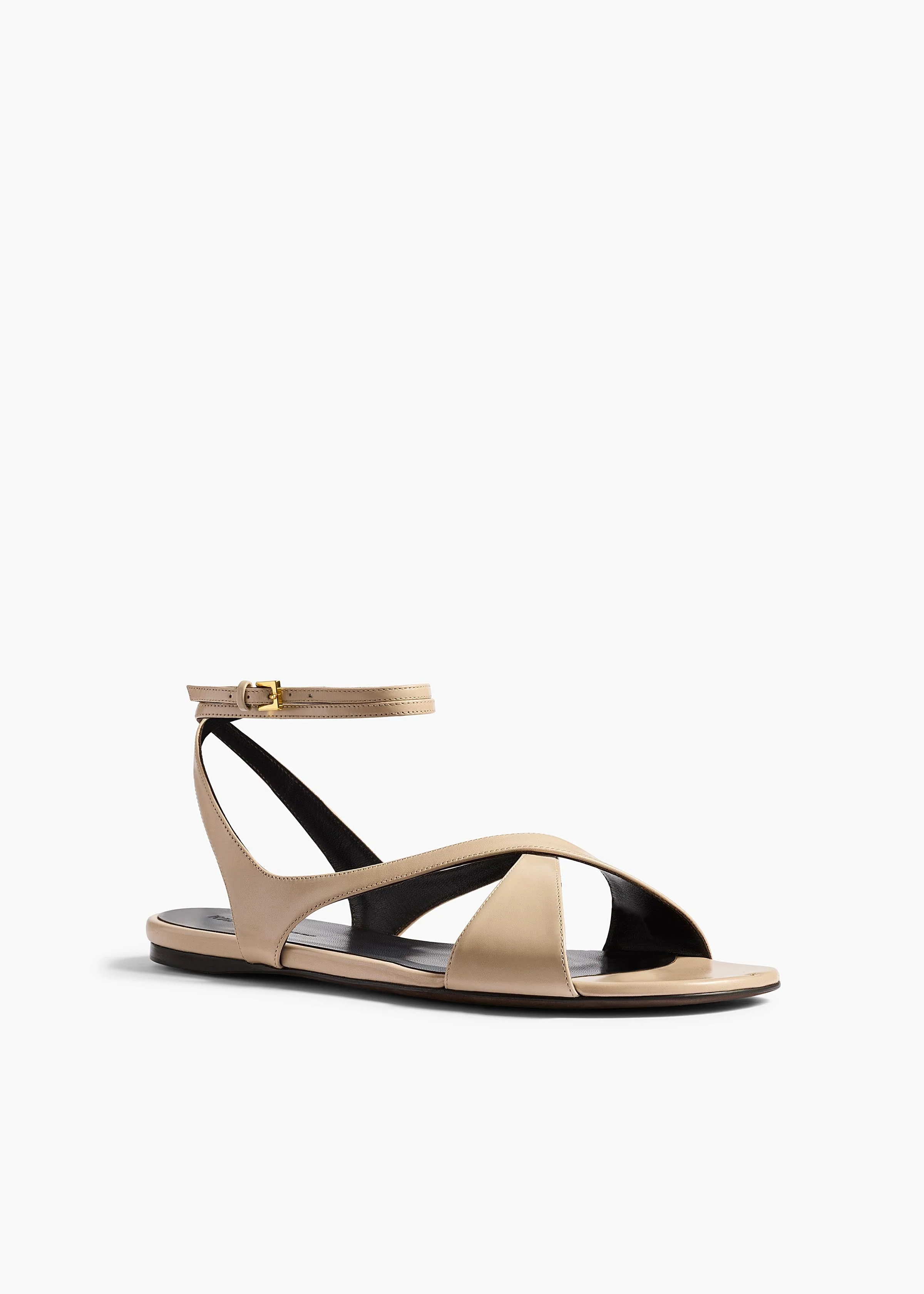Khaite - Liria Ankle Strap Flat Sandal in Nude Glazed Leather - Image 2