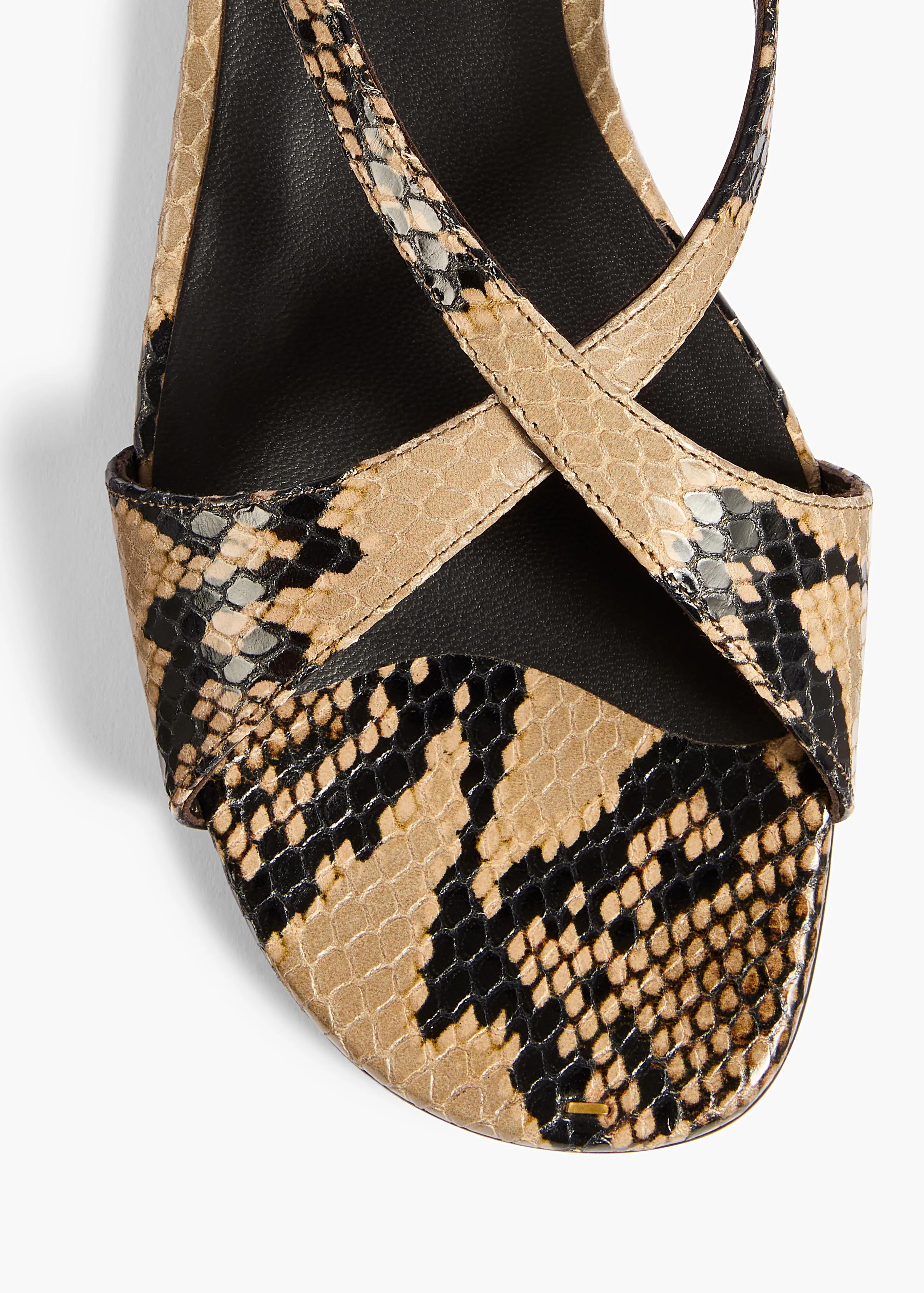 Khaite - Liria Ankle Strap Flat Sandal in Python - Embossed Taupe - Image 3