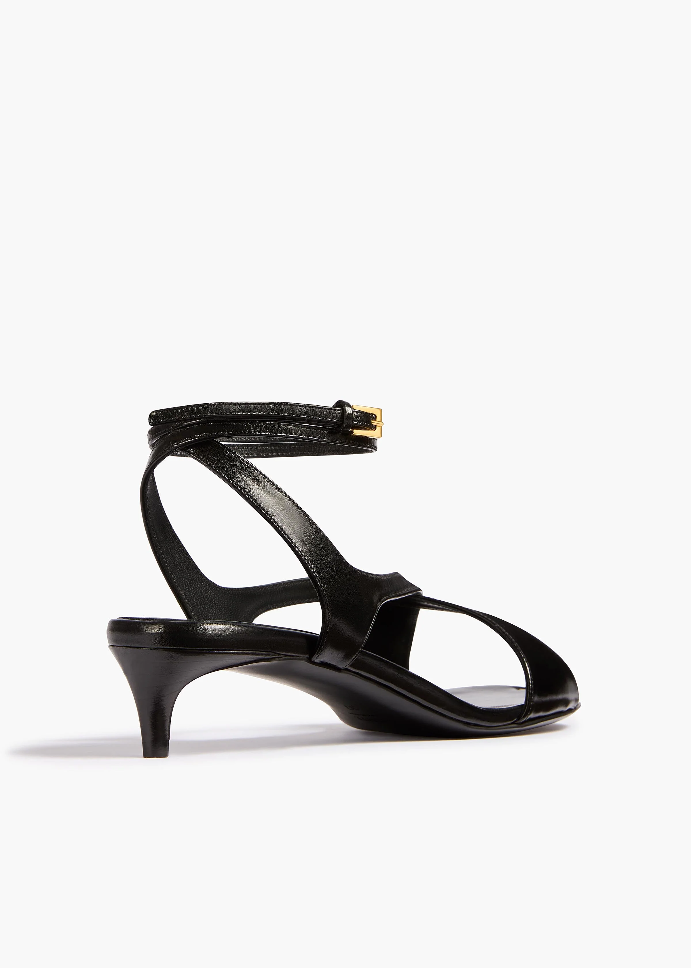 Khaite - Liria Ankle Strap Sandal in Black Glazed Leather - Image 3