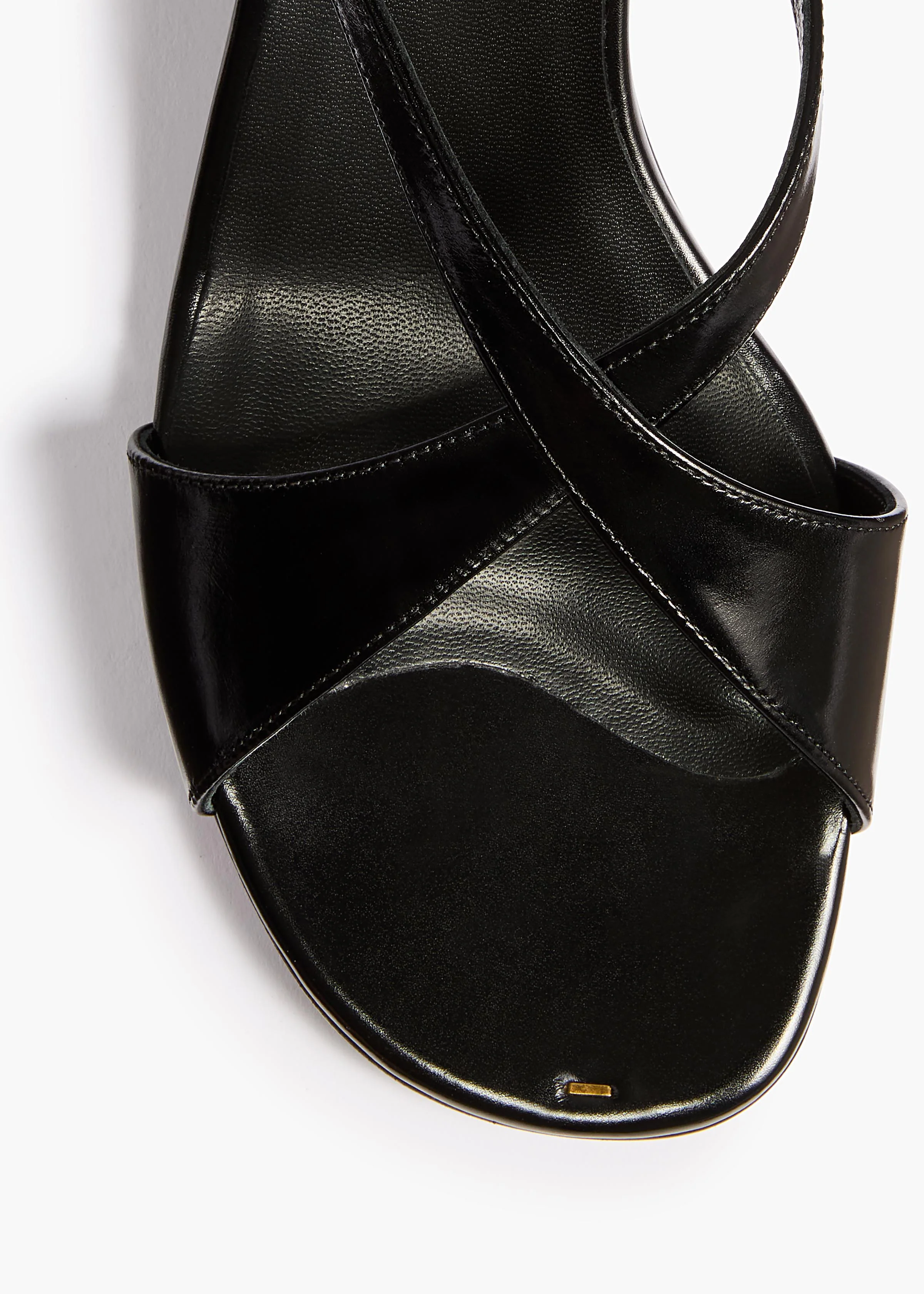 Khaite - Liria Ankle Strap Sandal in Black Glazed Leather - Image 4
