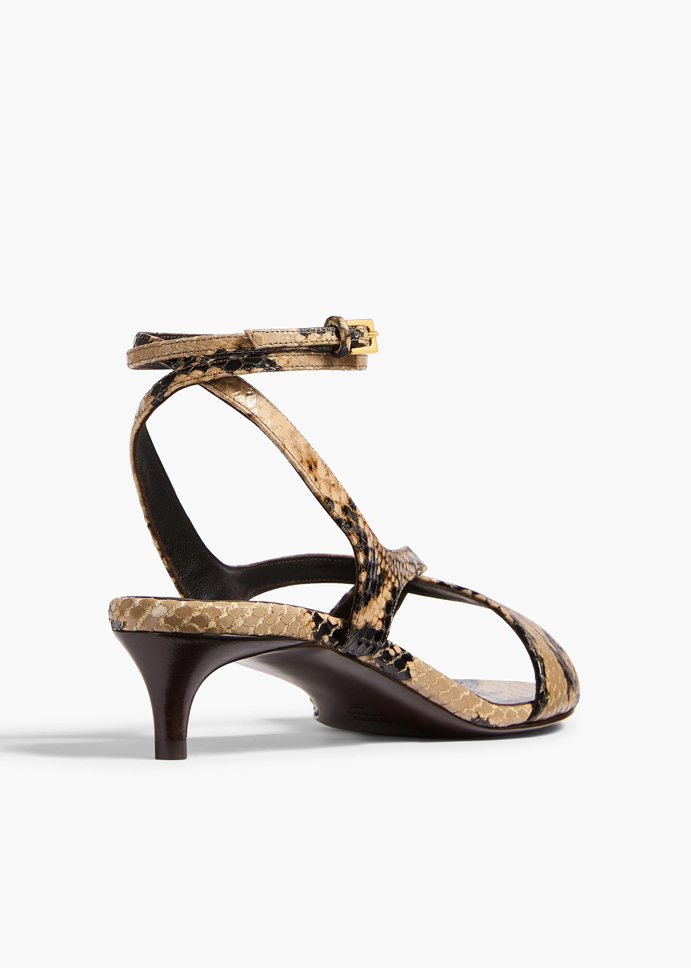 Khaite - Liria Ankle Strap Sandal in Python - Embossed Taupe - Image 4