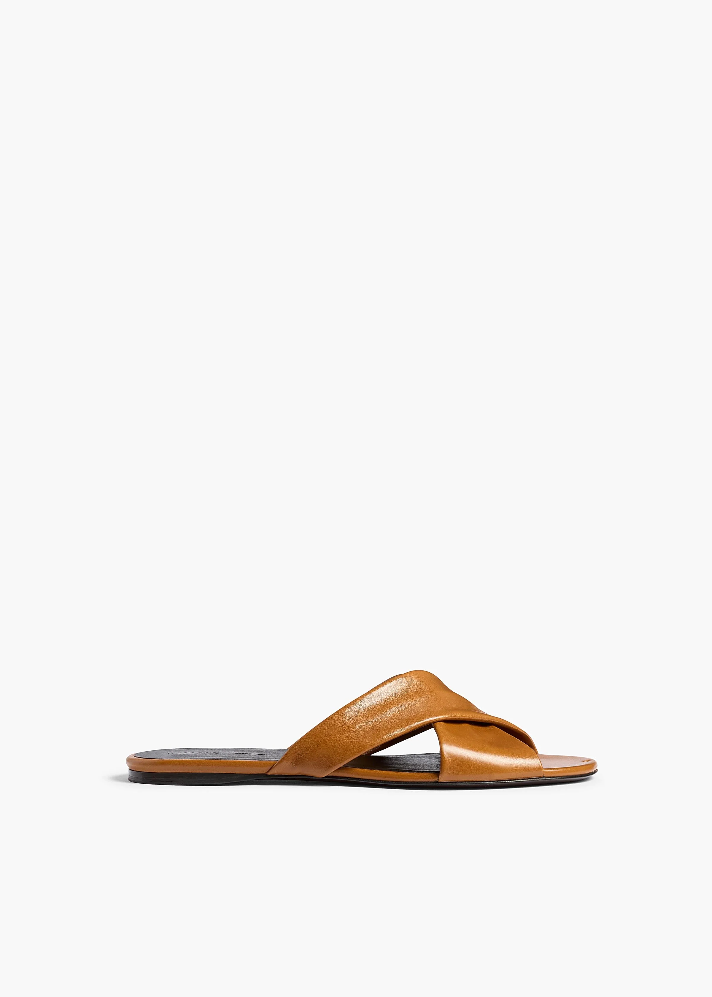 Khaite - Liria Flat Sandal in Cuoio Glazed Leather