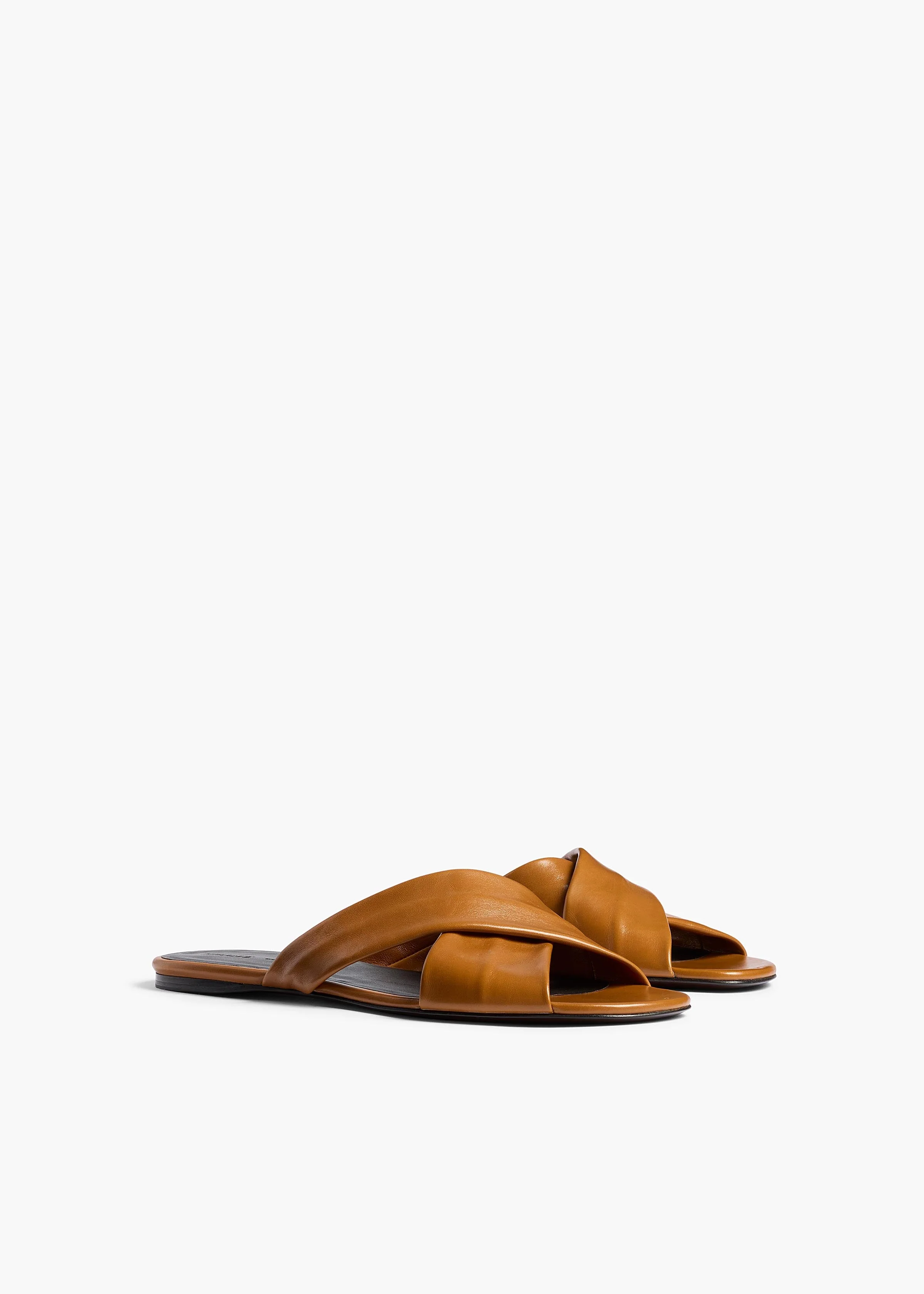 Khaite - Liria Flat Sandal in Cuoio Glazed Leather - Image 2