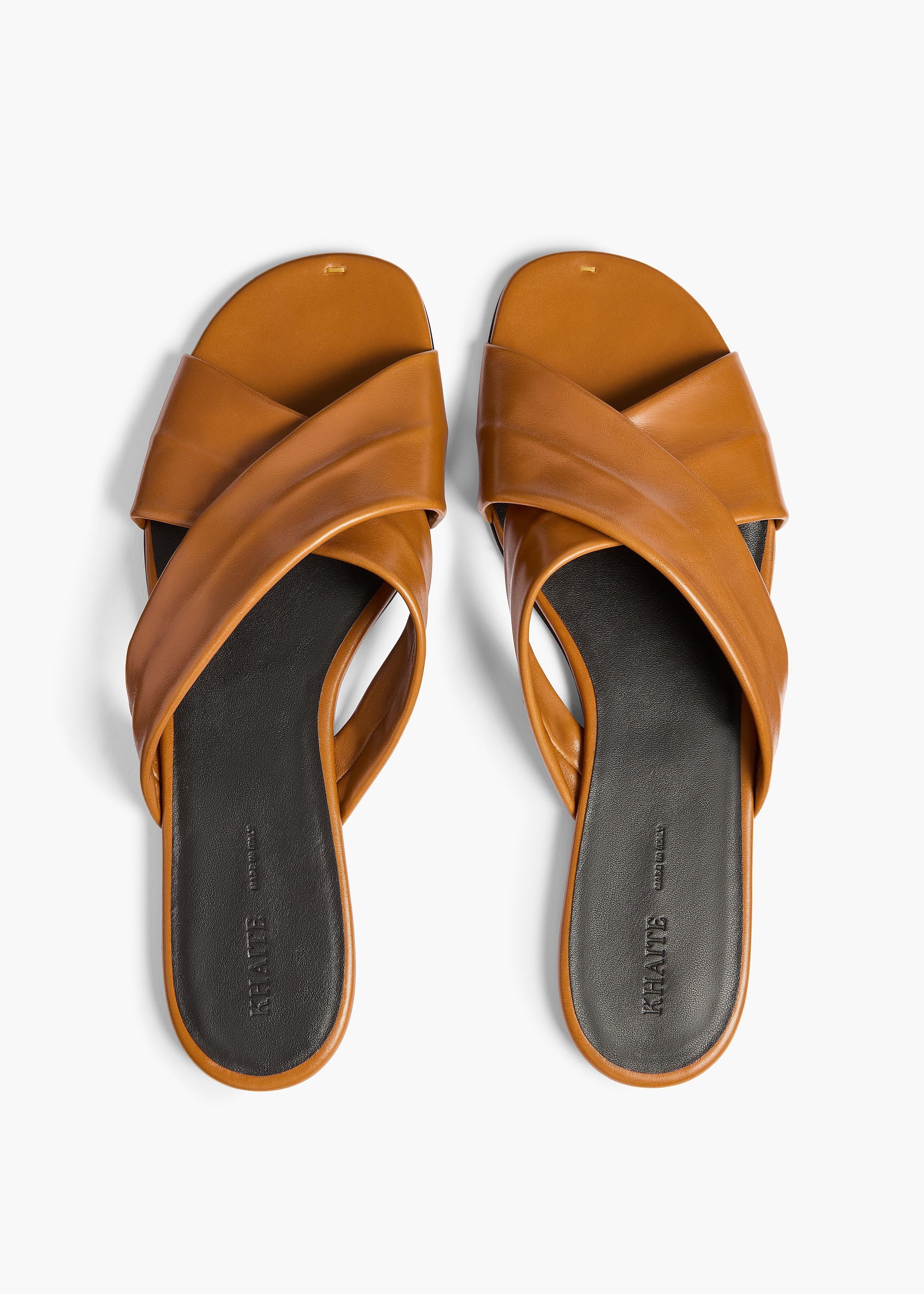 Khaite - Liria Flat Sandal in Cuoio Glazed Leather - Image 3