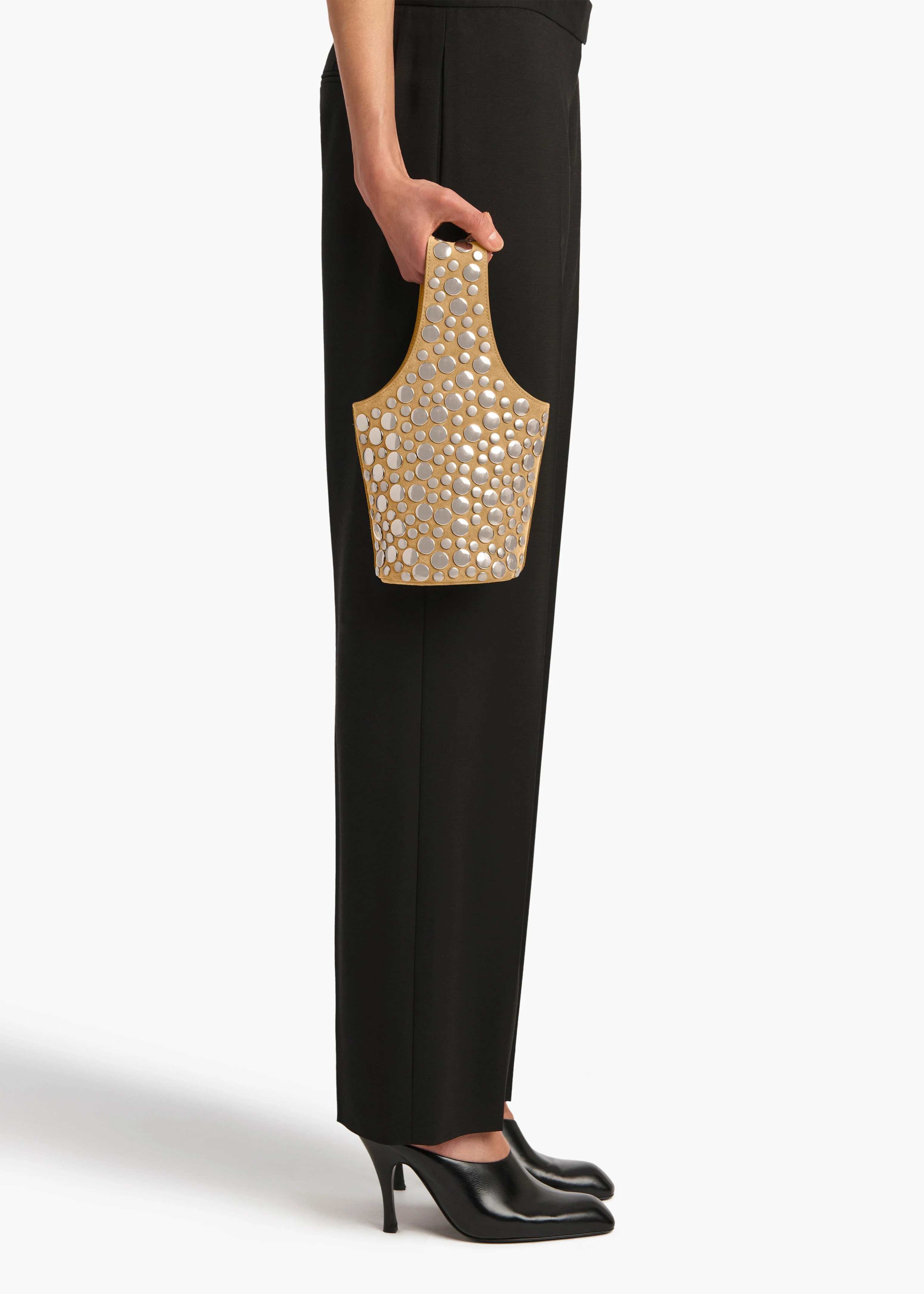 Khaite - Livia Bag in Mud Suede with Silver Studs - Image 4