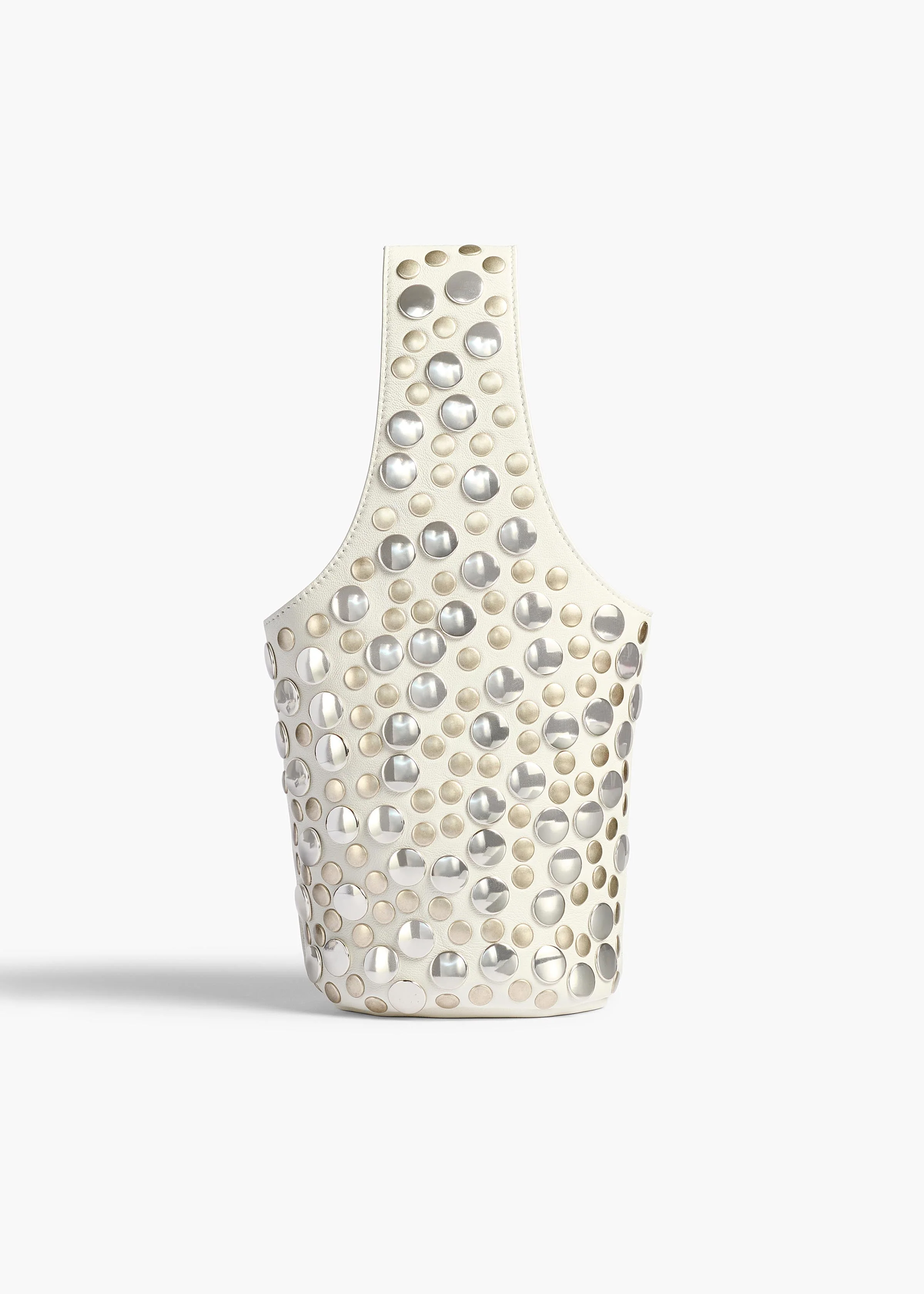 Khaite - Livia Bag in Optic White Leather with Silver Studs