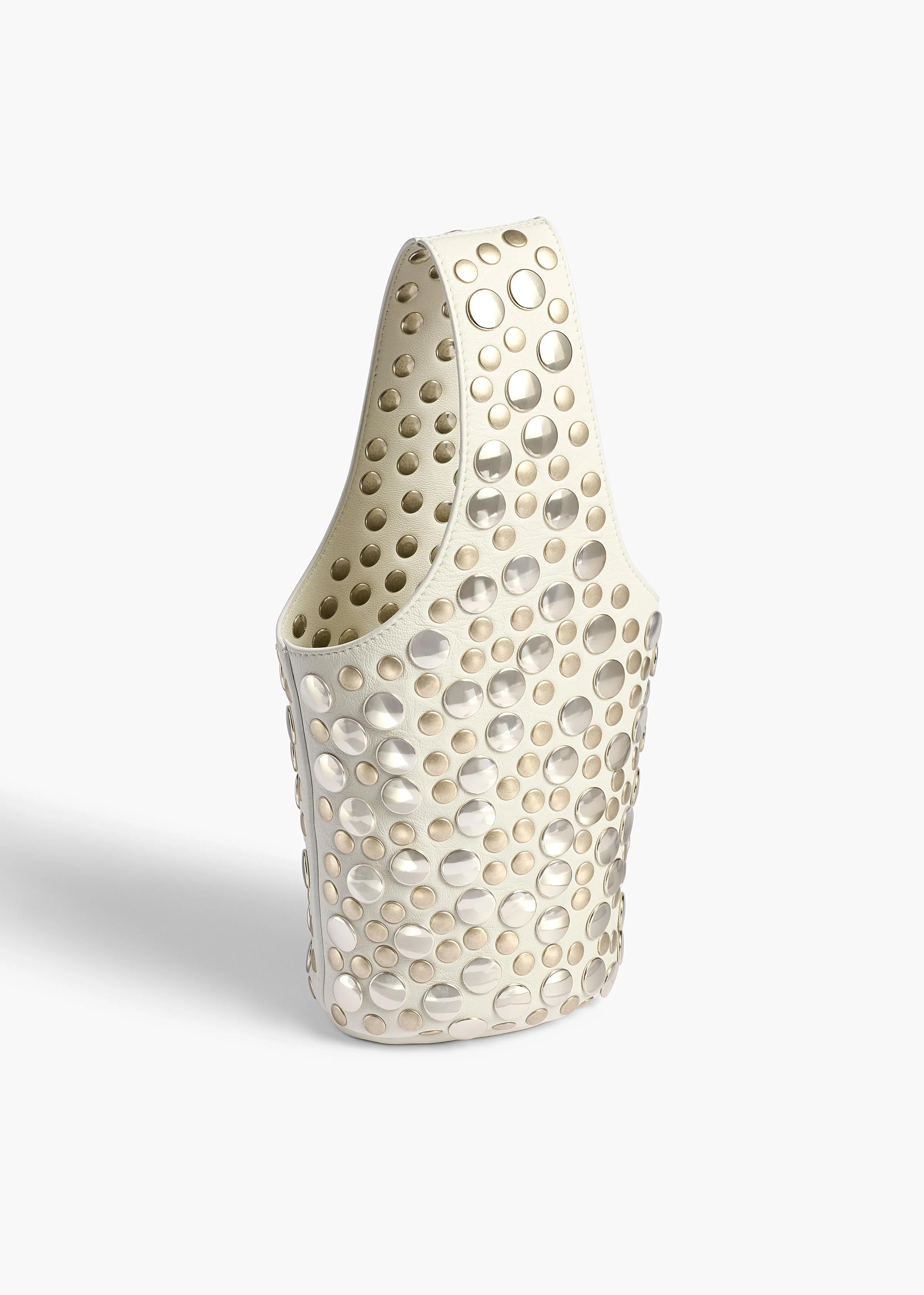 Khaite - Livia Bag in Optic White Leather with Silver Studs - Image 2