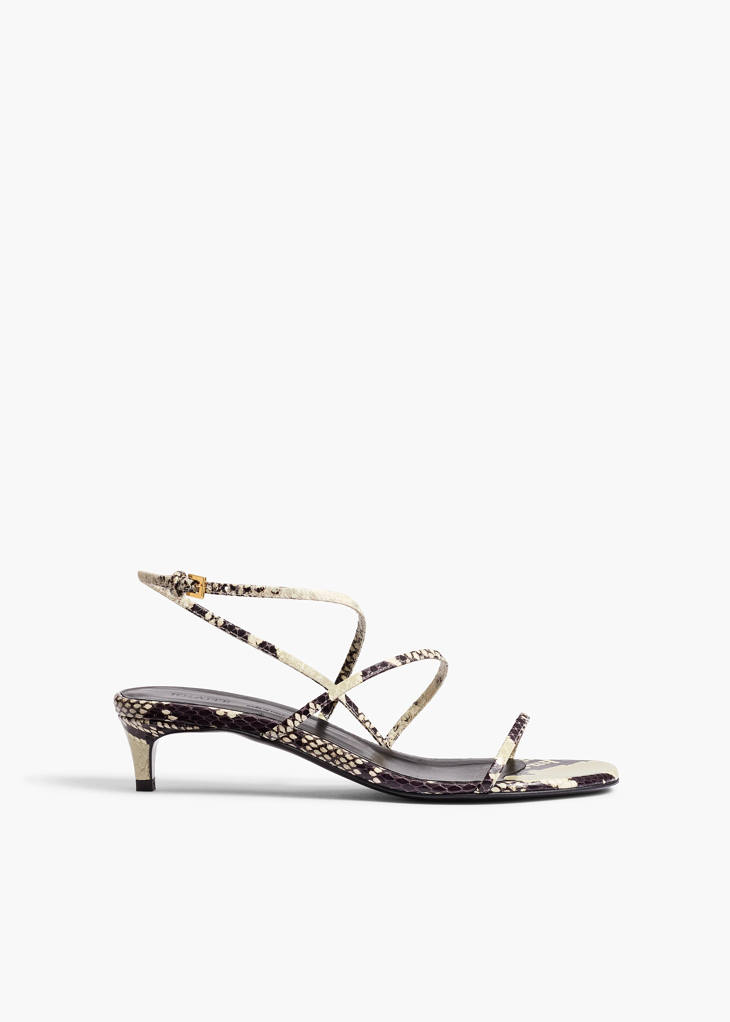 Khaite - Loop Kitten Heel Sandal in Natural Python - Embossed Leather - Image 5