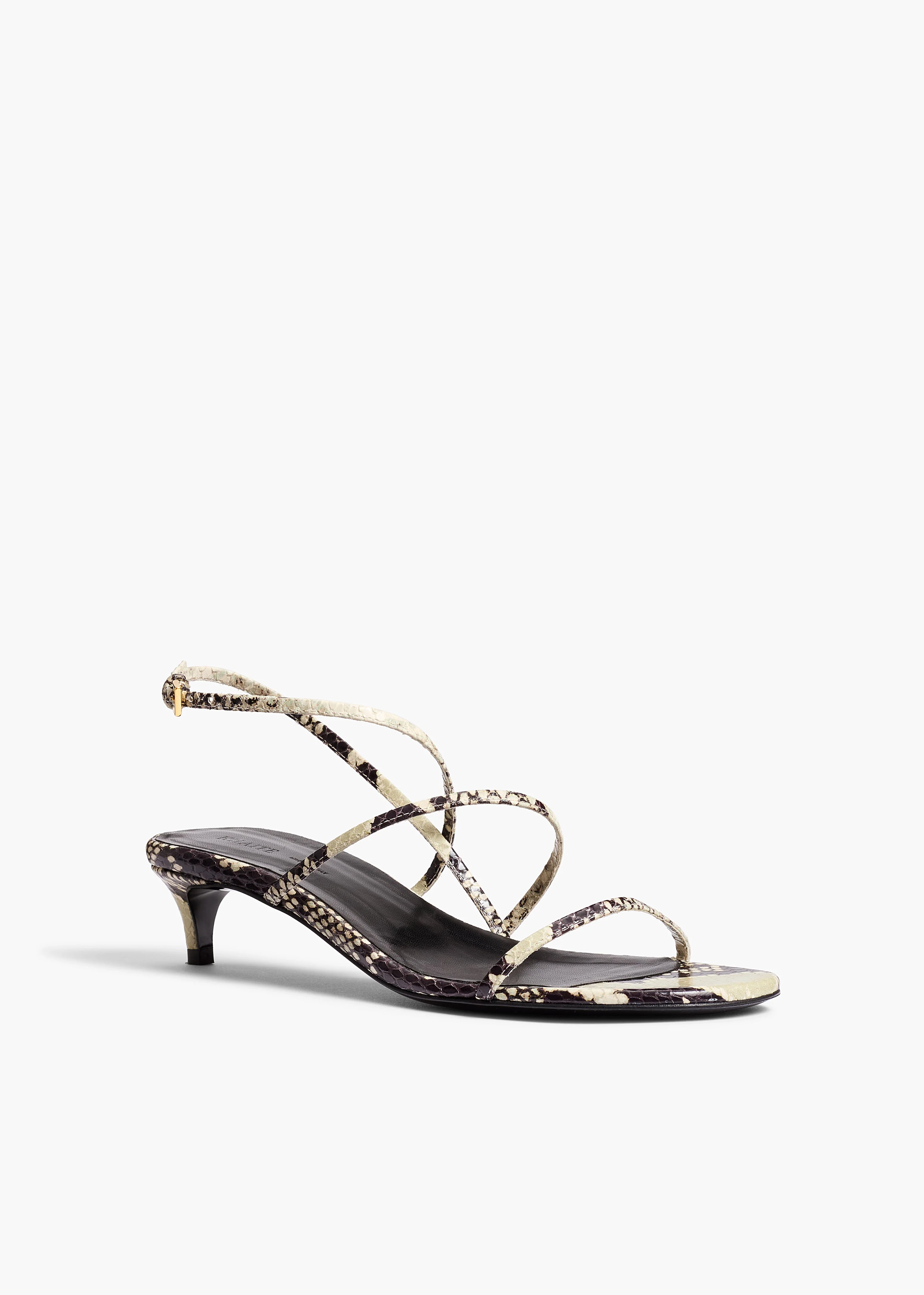 Khaite - Loop Kitten Heel Sandal in Natural Python - Embossed Leather - Image 6