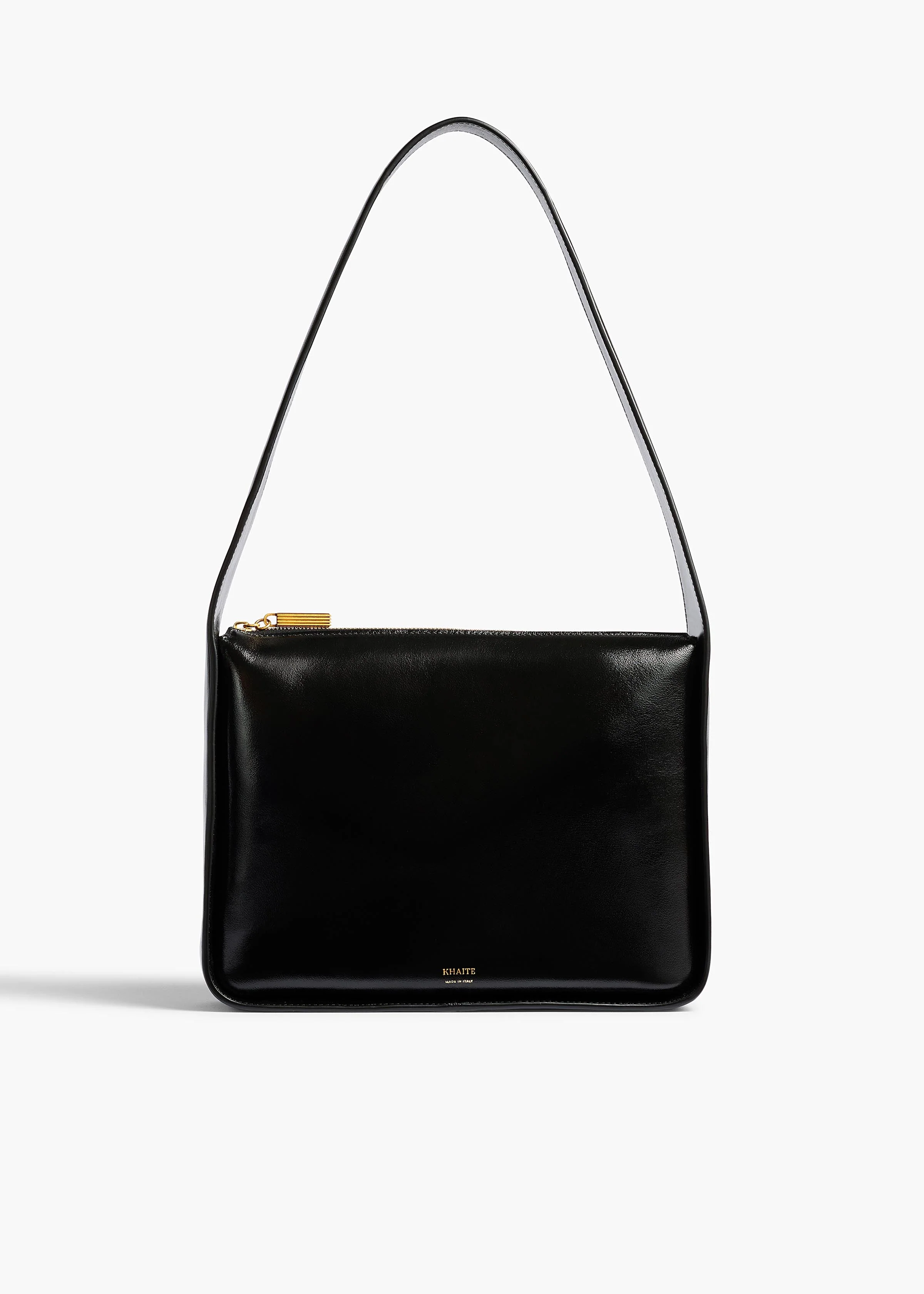 Khaite - Lori Squared Bag in Black Crackle Patent Leather