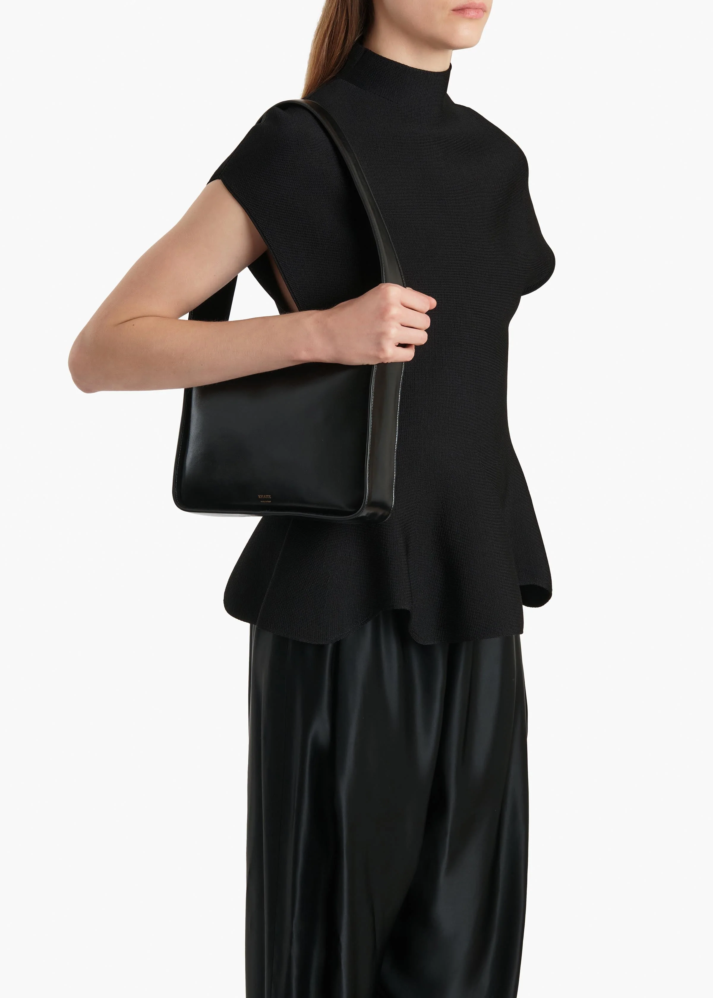Khaite - Lori Squared Bag in Black Crackle Patent Leather - Image 4