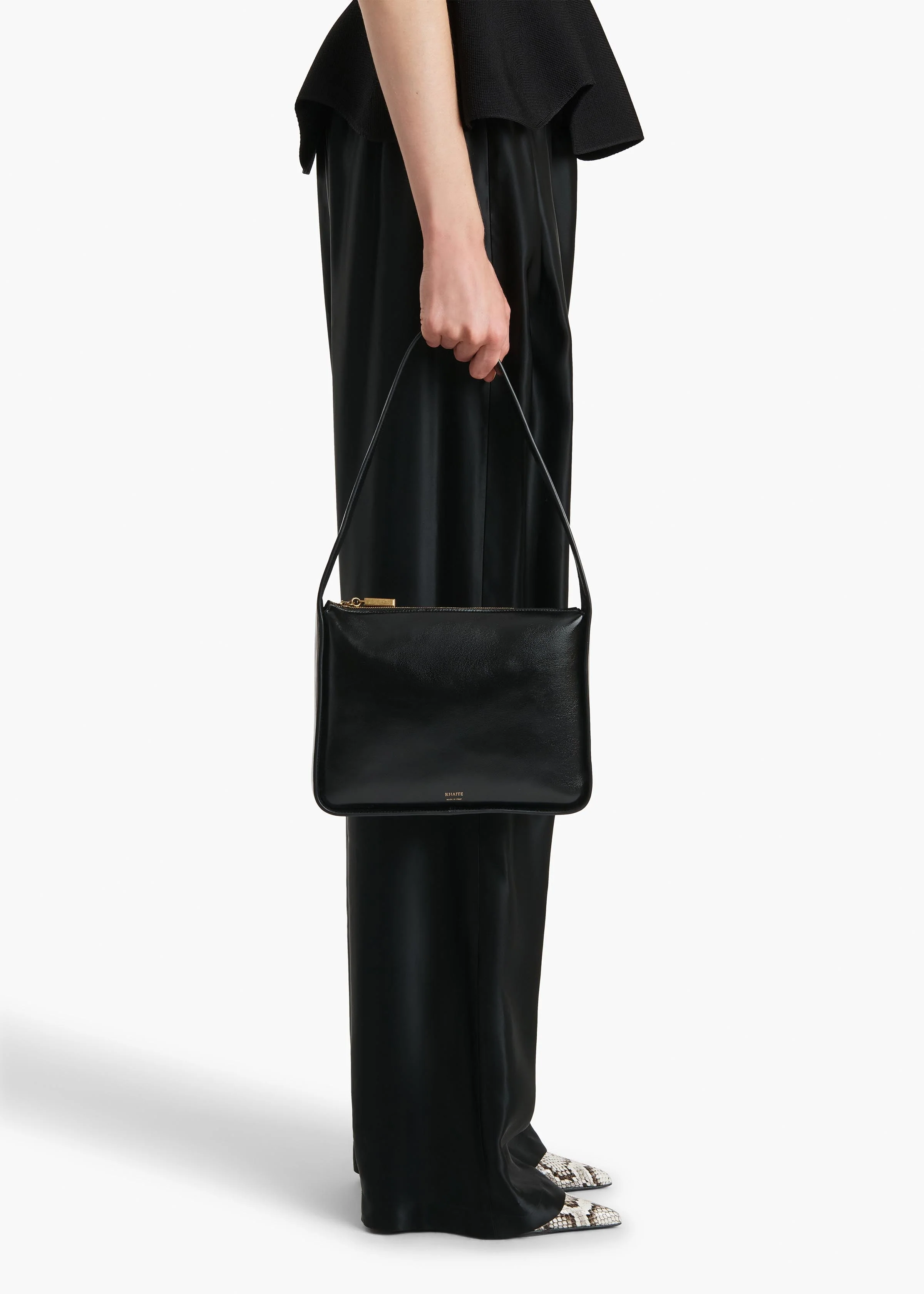 Khaite - Lori Squared Bag in Black Crackle Patent Leather - Image 5